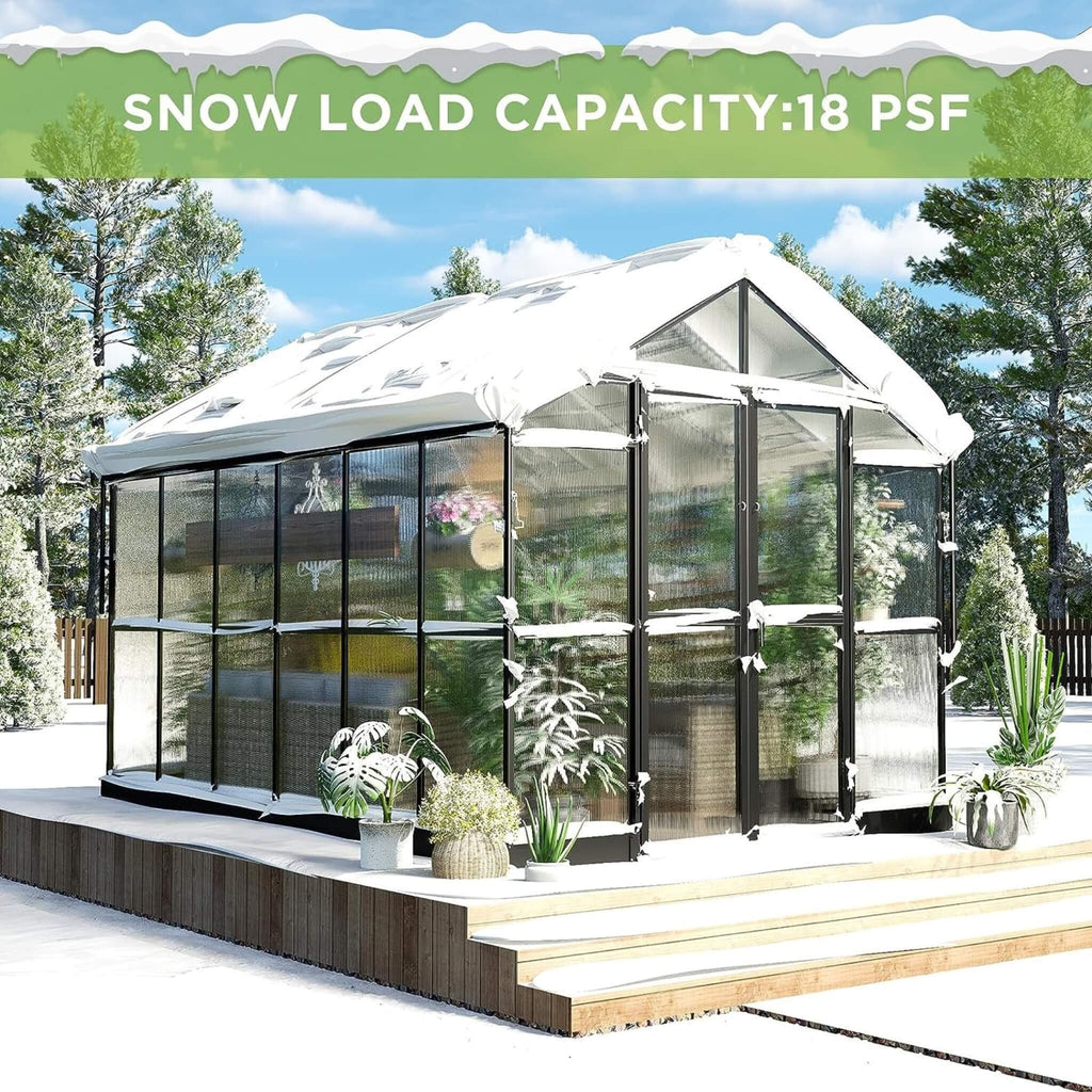 [08X12FT] Large Premium Outdoor Aluminum Polycarbonate Greenhouse With Double Swing Doors (SAK92641) – SAKSBY WHOLESALE, view