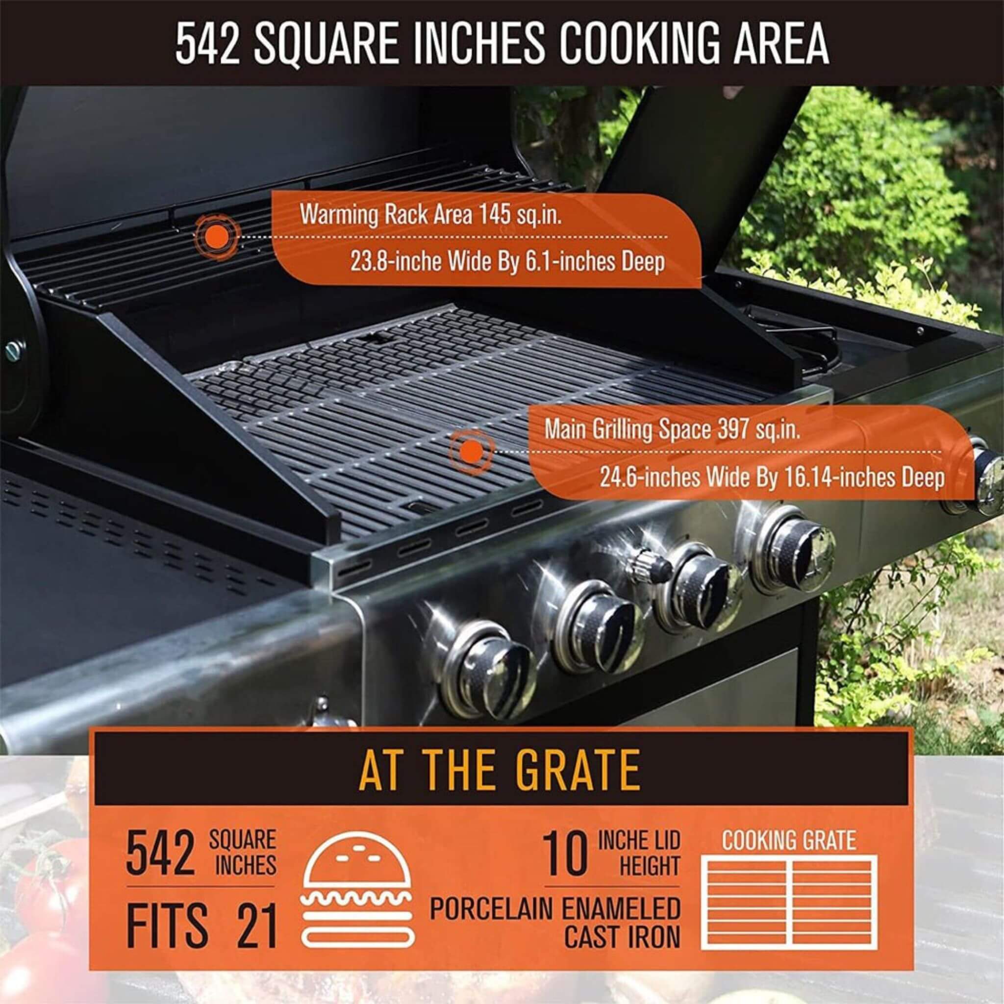 Large Outdoor 42K BTU BBQ Stainless Steel Propane Gas Grill With 4 Burners (SAK61283) – SAKSBY WHOLESALE, view 13