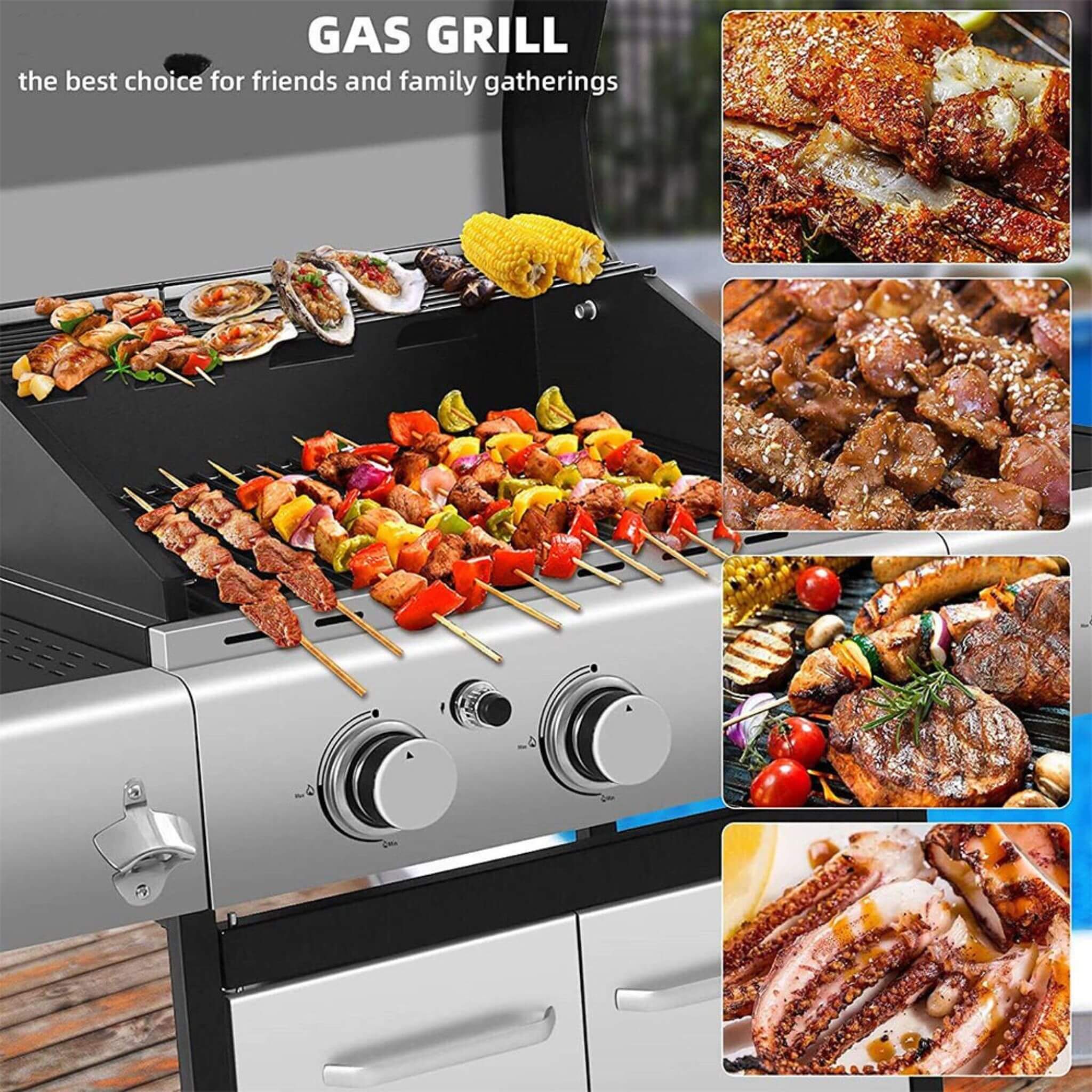 Large Outdoor 42K BTU BBQ Stainless Steel Propane Gas Grill With 4 Burners (SAK61283) – SAKSBY WHOLESALE, view 10