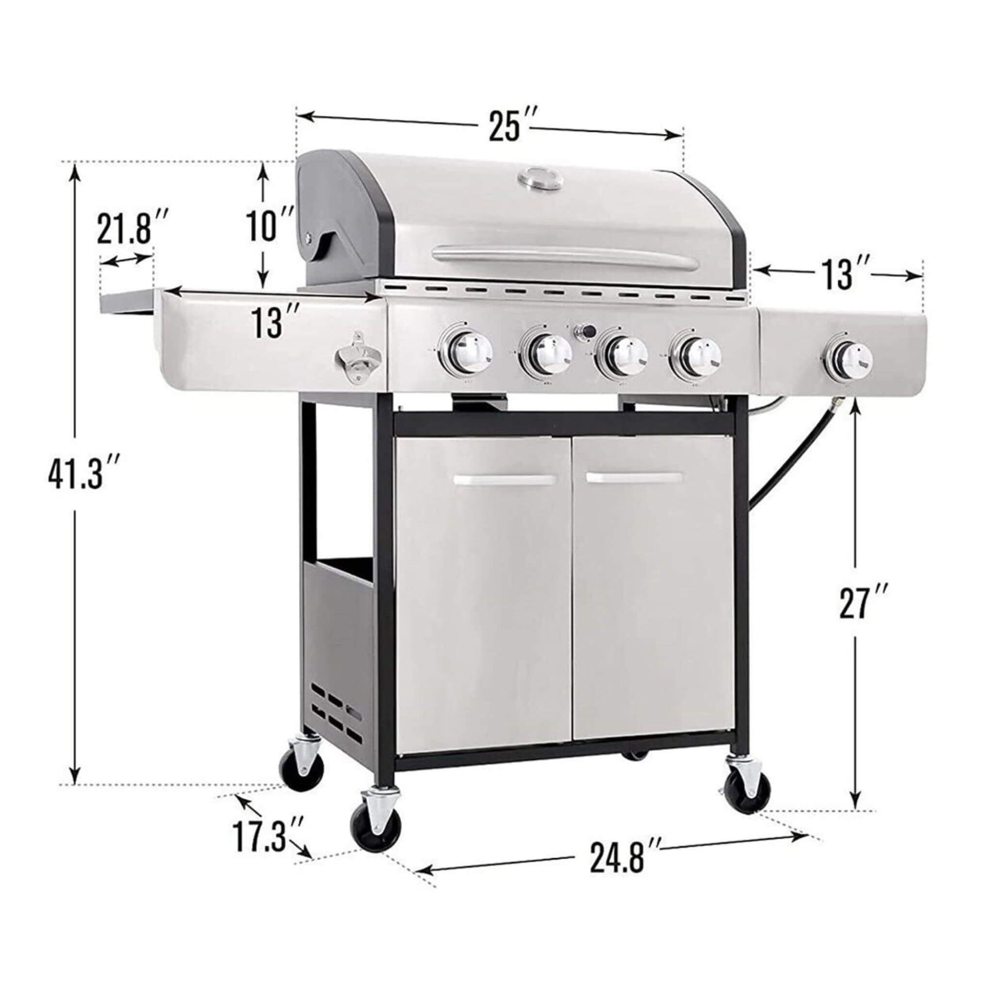 Large Outdoor 42K BTU BBQ Stainless Steel Propane Gas Grill With 4 Burners (SAK61283) – SAKSBY WHOLESALE, view 16
