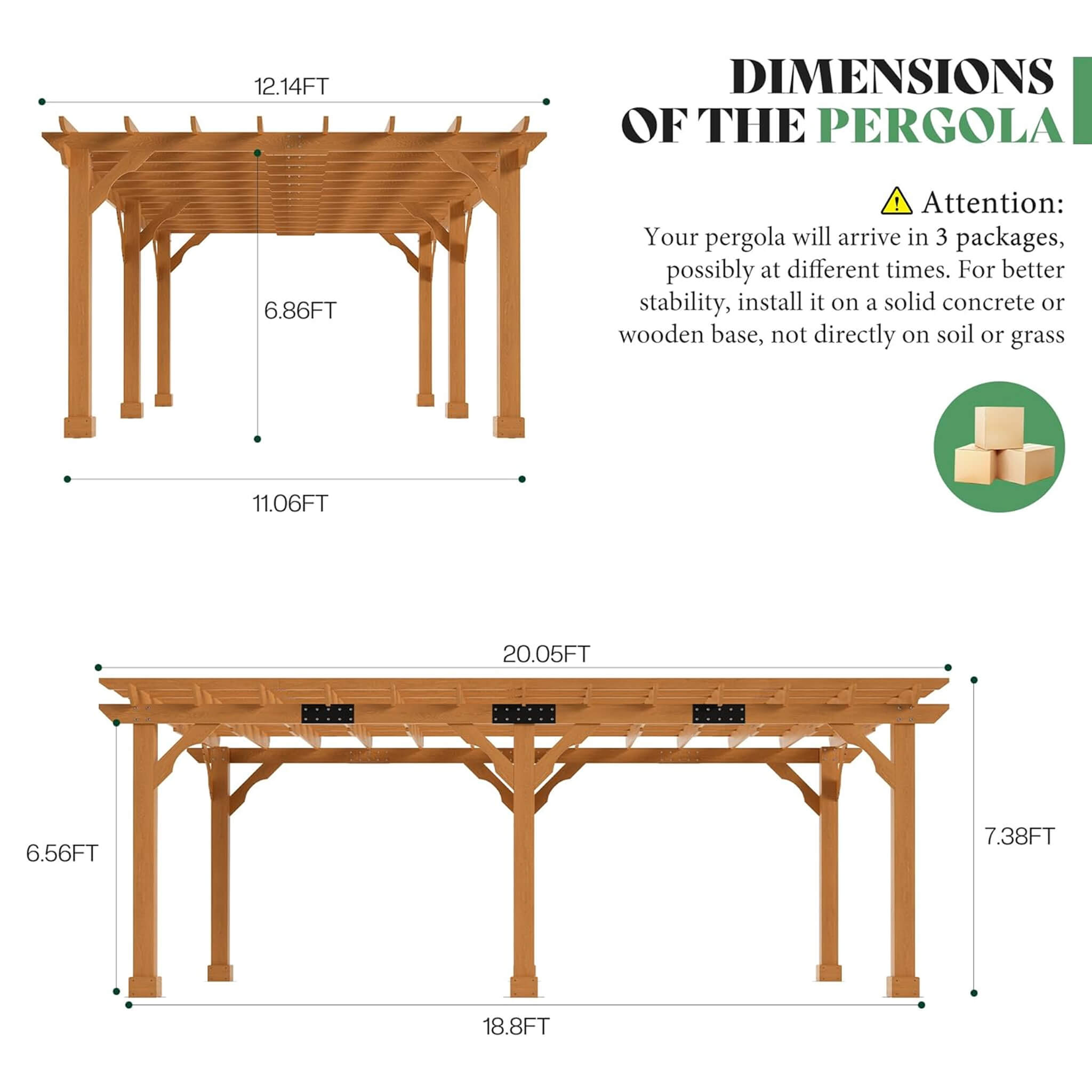 Alora Large Outdoor Cedar Wood Pergola Kit With Slatted Roof (SAK31064) – SAKSBY WHOLESALE, view 11