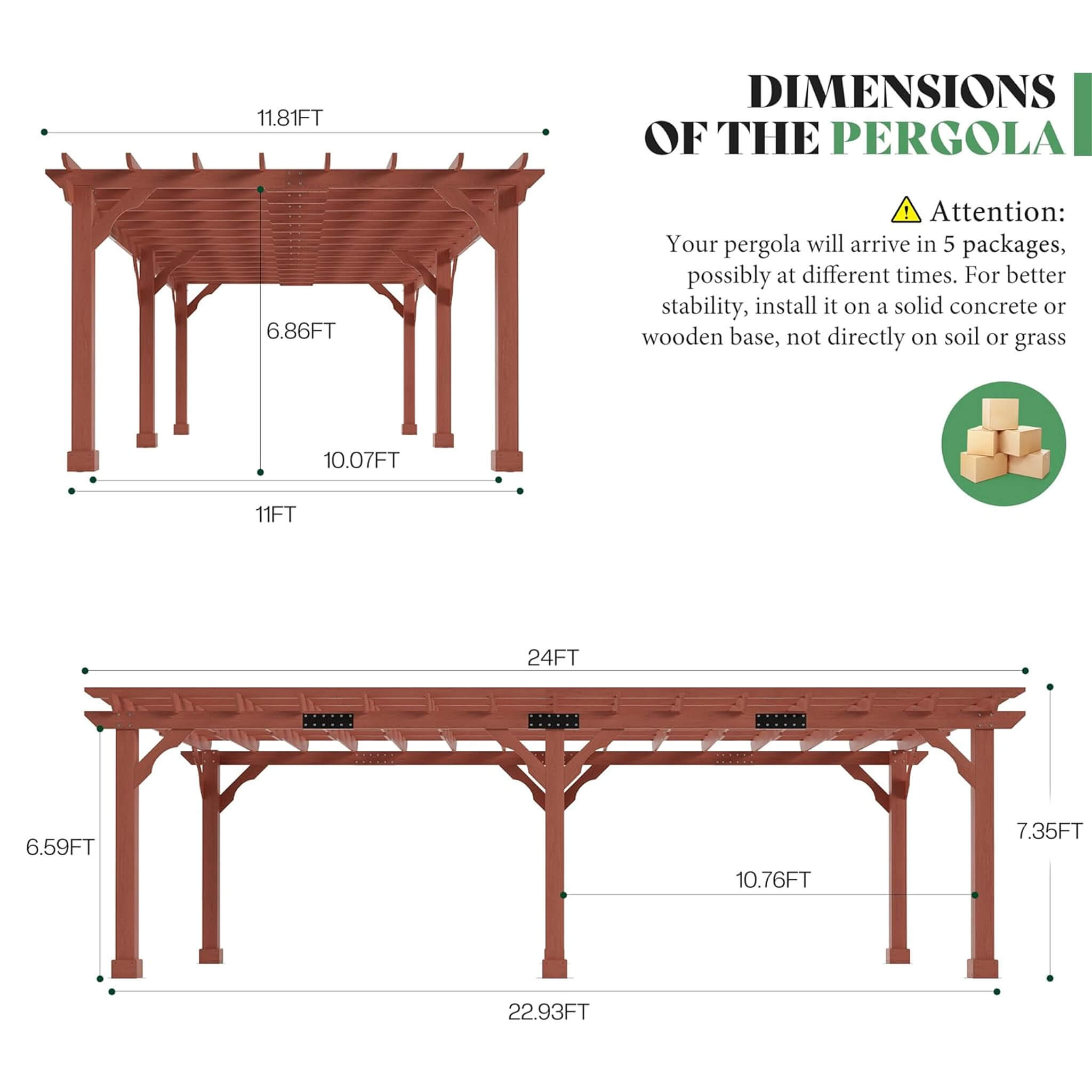 Alora Large Outdoor Cedar Wood Pergola Kit With Slatted Roof (SAK31064) – SAKSBY WHOLESALE, view 10