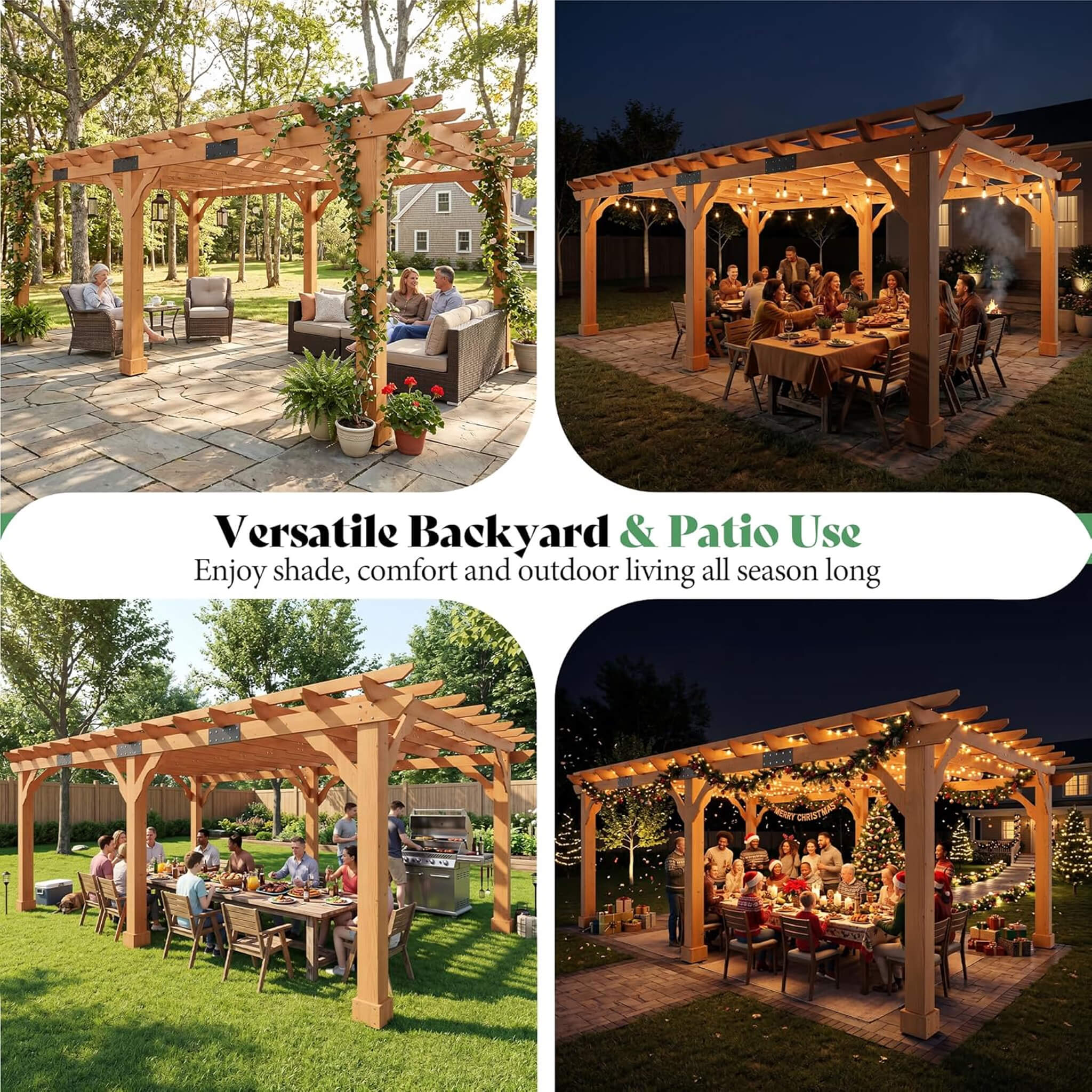 Alora Large Outdoor Cedar Wood Pergola Kit With Slatted Roof (SAK31064) – SAKSBY WHOLESALE, view 7