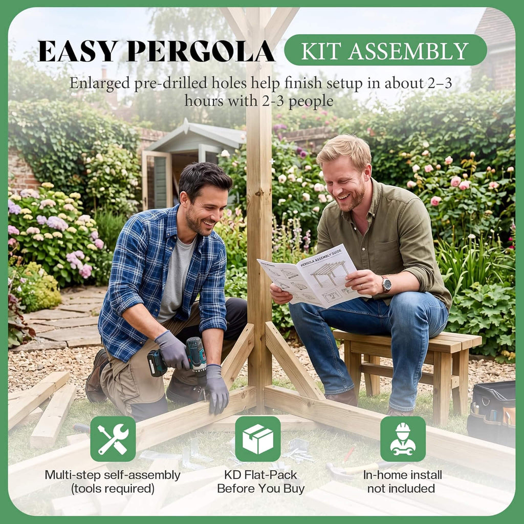Alora Large Outdoor Cedar Wood Pergola Kit With Slatted Roof (SAK31064) – SAKSBY WHOLESALE, view 6