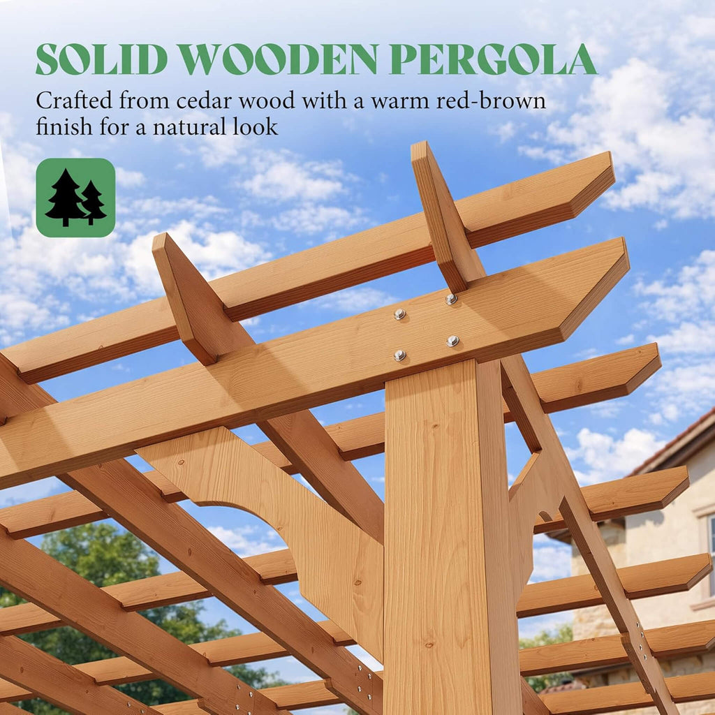 Alora Large Outdoor Cedar Wood Pergola Kit With Slatted Roof (SAK31064) – SAKSBY WHOLESALE, view 3