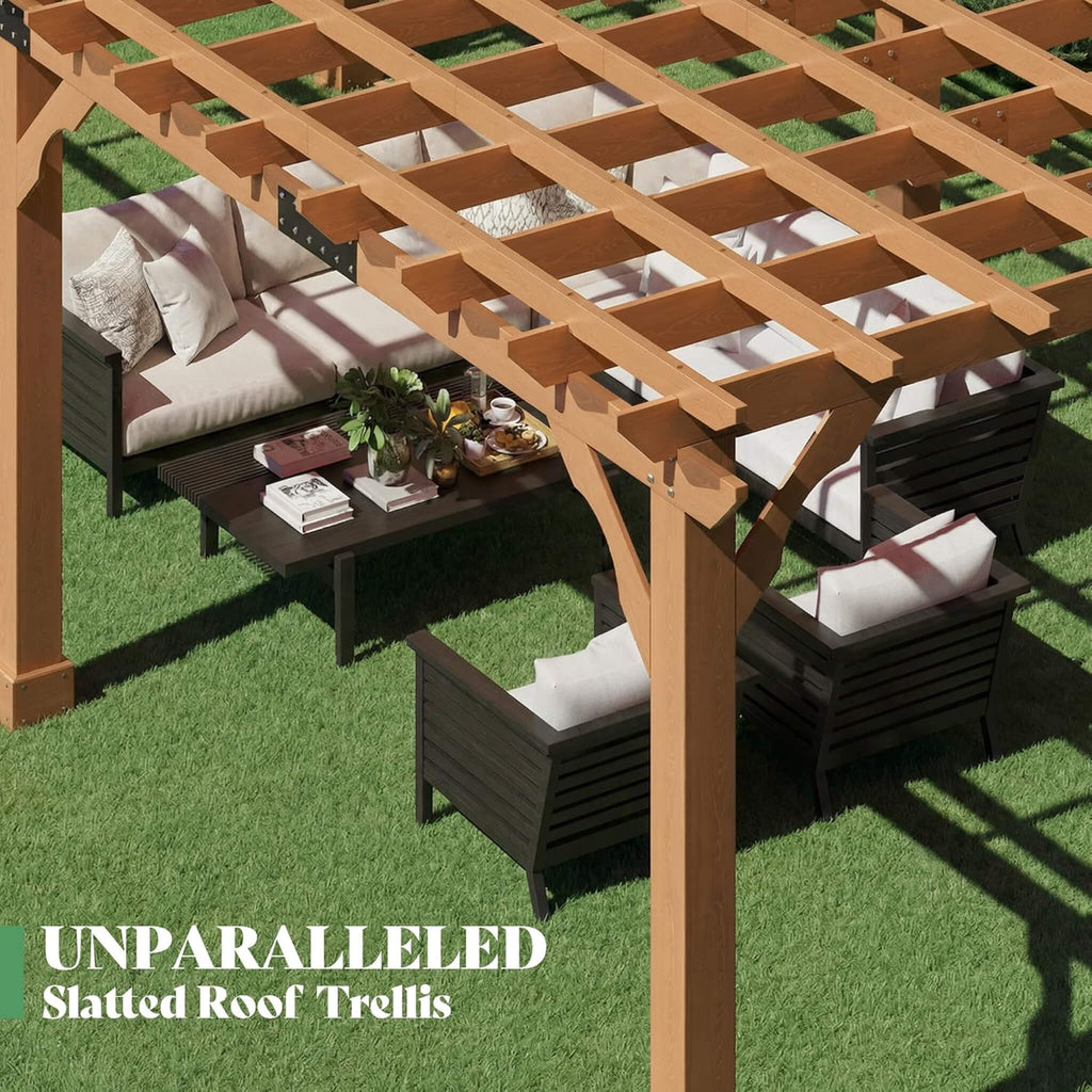 Alora Large Outdoor Cedar Wood Pergola Kit With Slatted Roof (SAK31064) – SAKSBY WHOLESALE, view 8