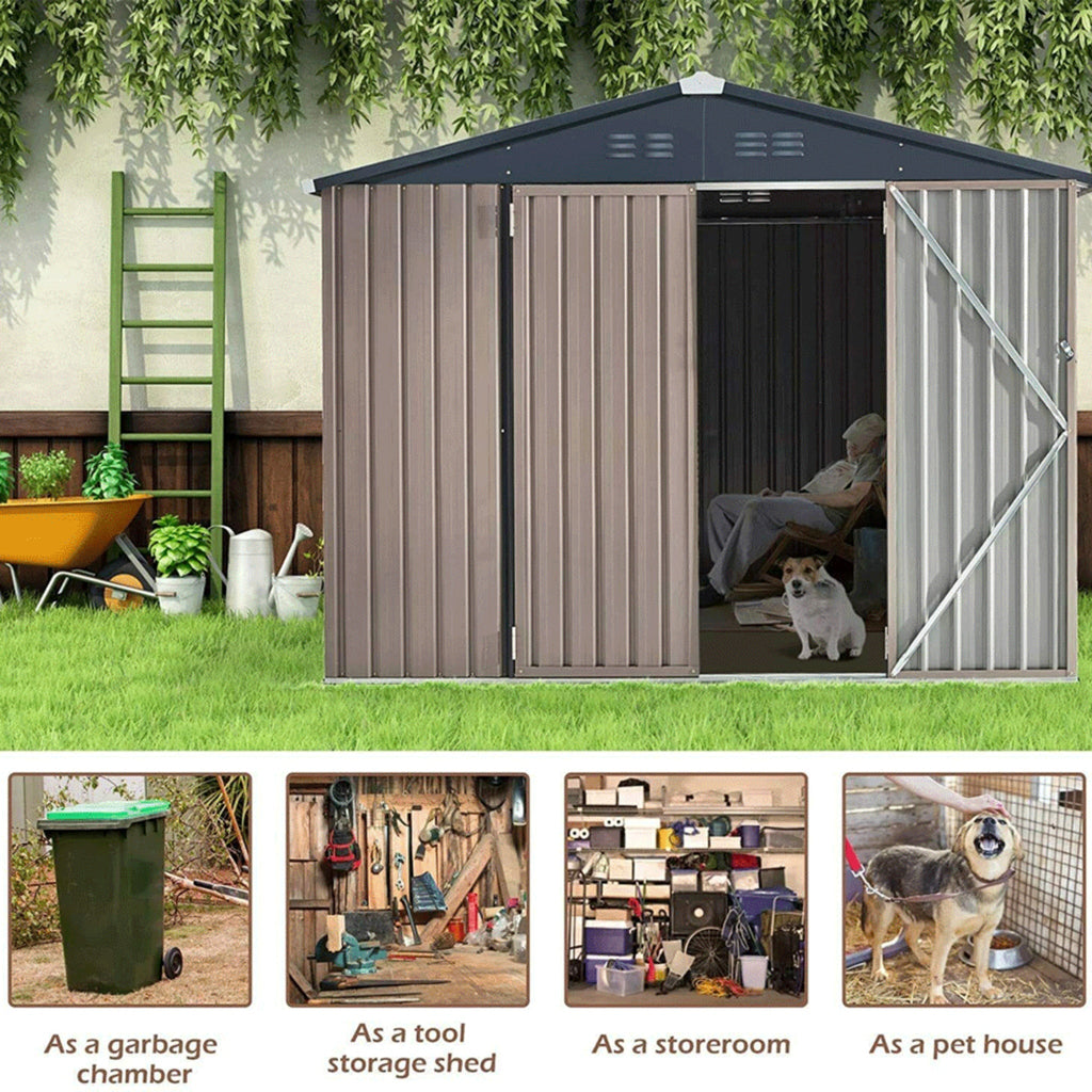 [06X08FT] Alora Large Outdoor Metal Hanover Storage Cabin House Shed (SAK94577) – SAKSBY WHOLESALE, view 3