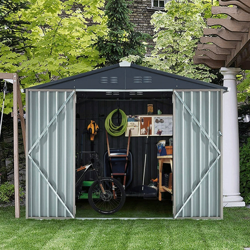 [06X08FT] Alora Large Outdoor Metal Hanover Storage Cabin House Shed (SAK94577) – SAKSBY WHOLESALE, view 4
