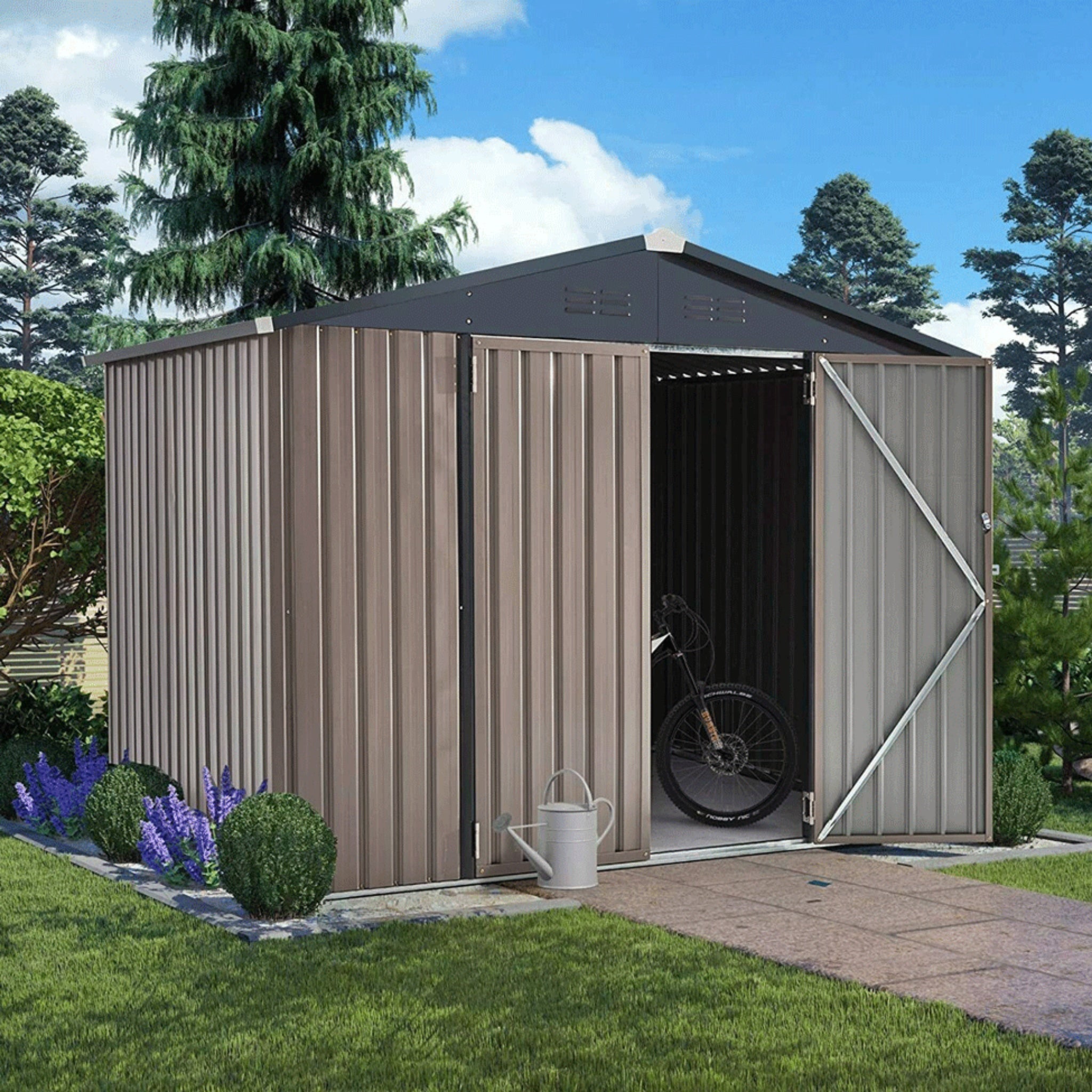 [06X08FT] Alora Large Outdoor Metal Hanover Storage Cabin House Shed (SAK94577) – SAKSBY WHOLESALE