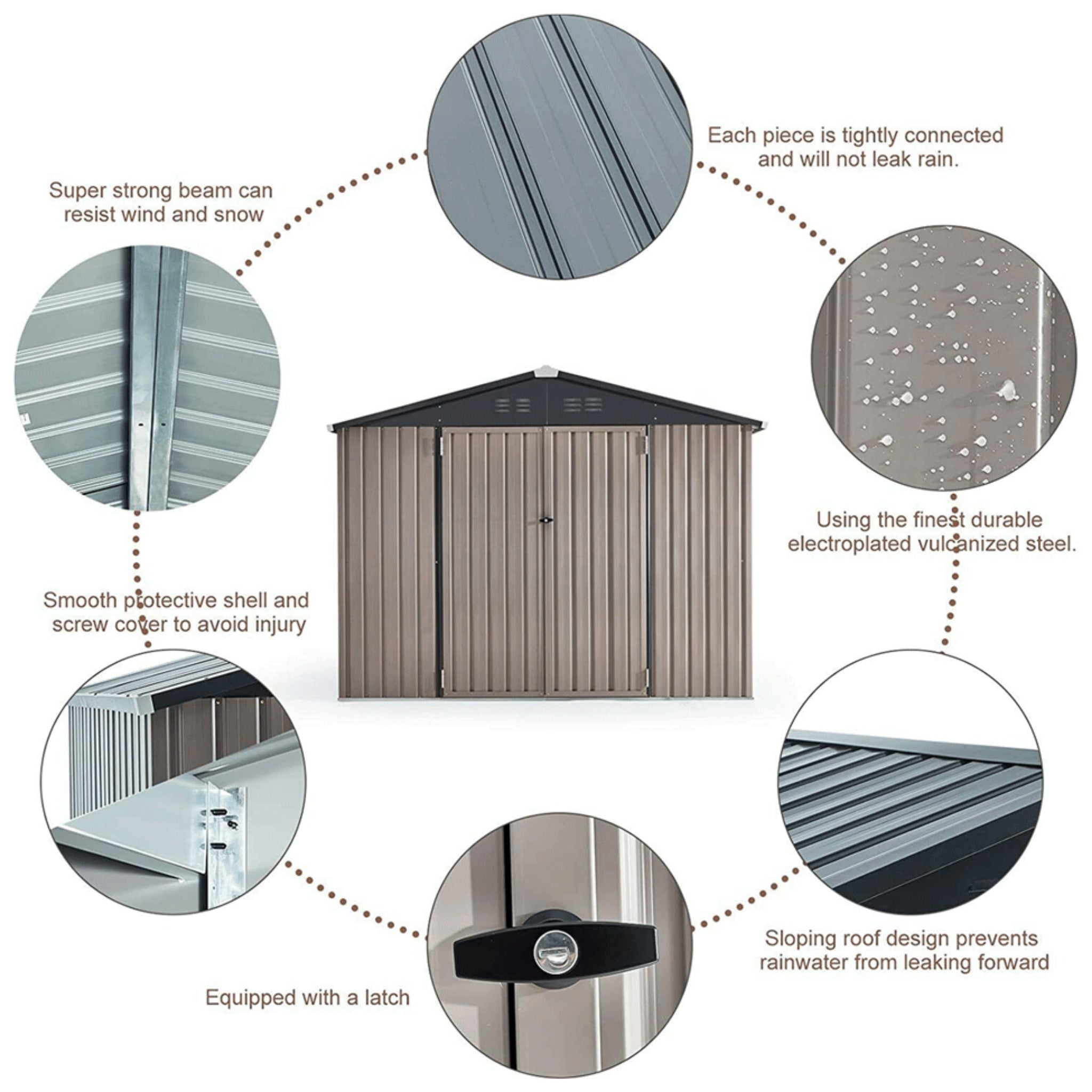 [06X08FT] Alora Large Outdoor Metal Hanover Storage Cabin House Shed (SAK94577) – SAKSBY WHOLESALE, view 5