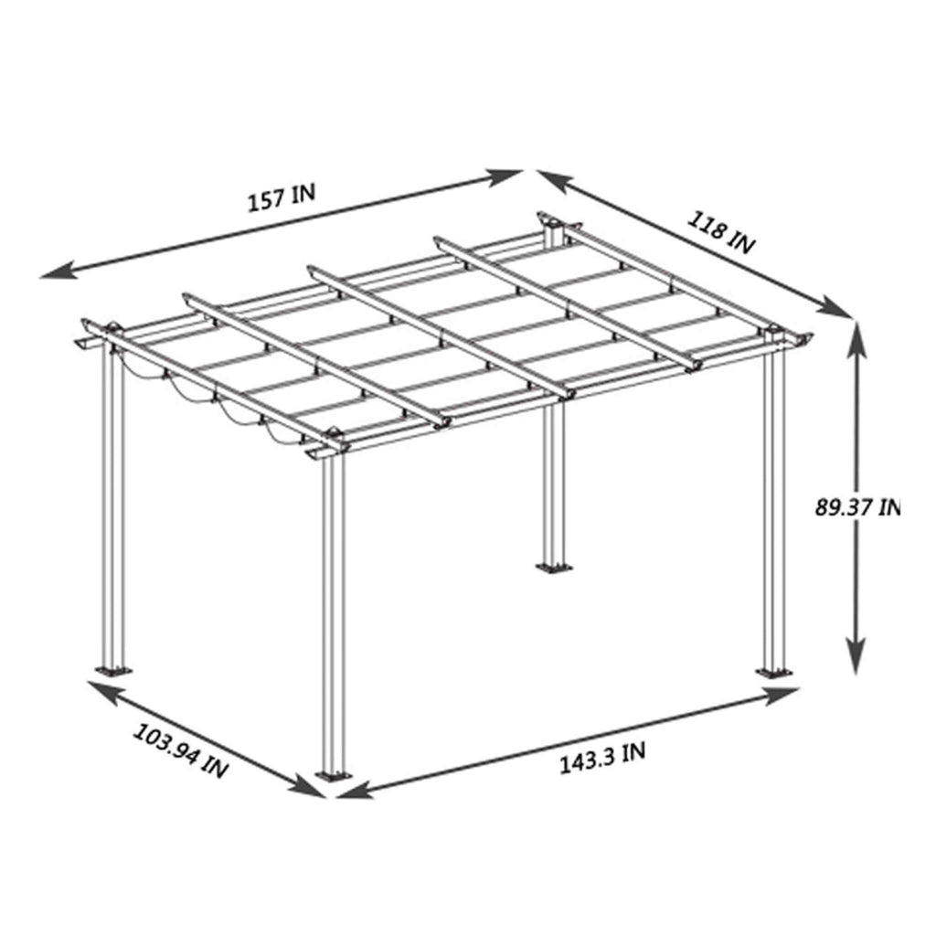 [10X13FT] Alora Large Outdoor Patio Pergola With Canopy & Retractable Sun Shades, Beige (SAK51842) – SAKSBY WHOLESALE, view 1