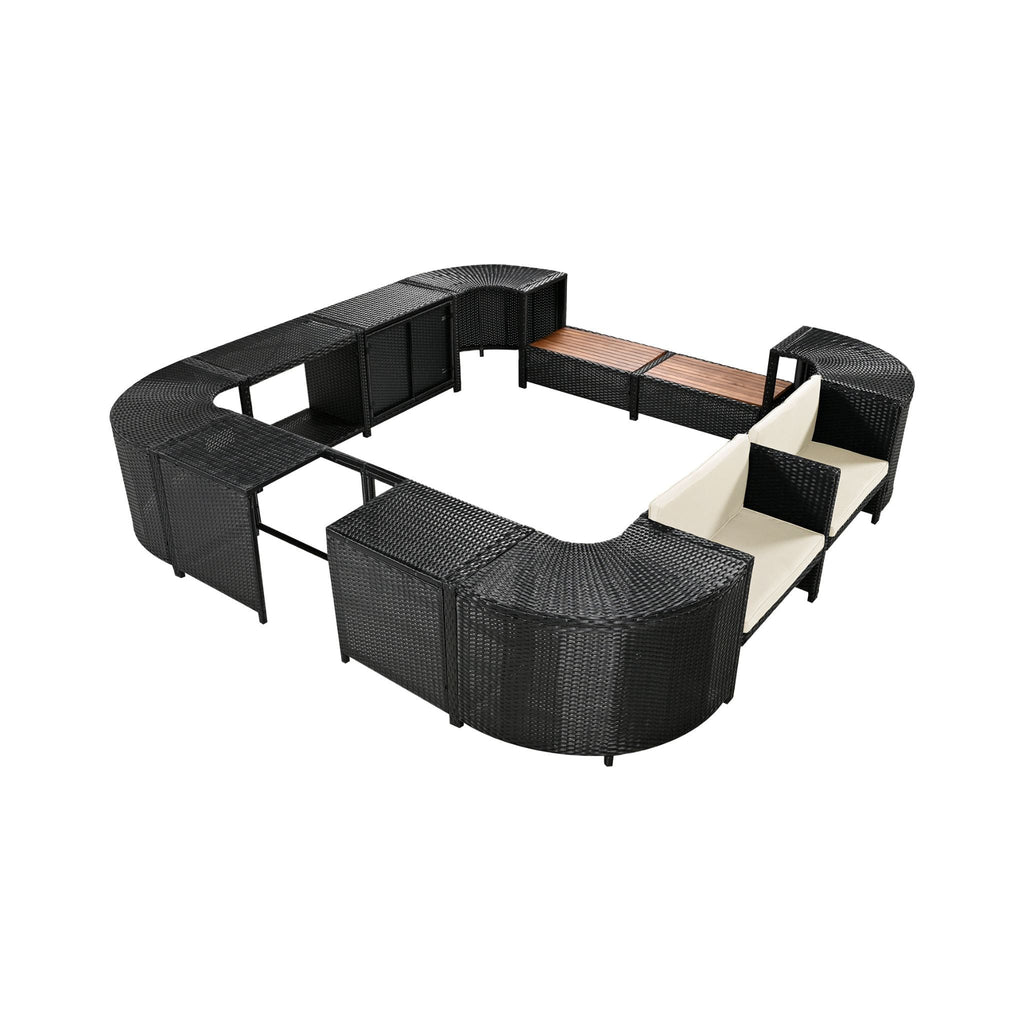 Alora Large Outdoor Quadrilateral Spa Surround Rattan Sectional Sofa Set With Storage Compartments (SAK80217) – SAKSBY WHOLES