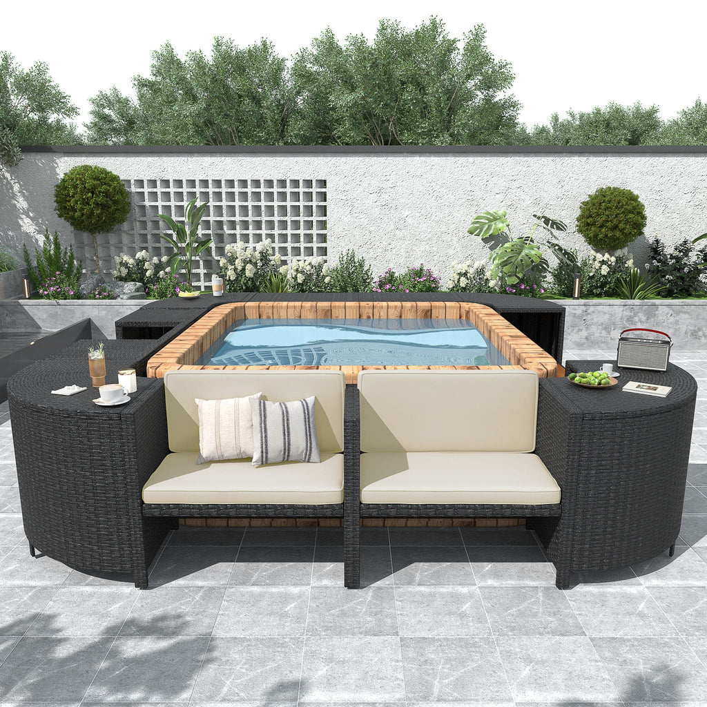 Alora Large Outdoor Quadrilateral Spa Surround Rattan Sectional Sofa Set With Storage Compartments (SAK80217) – SAKSBY WHOLES
