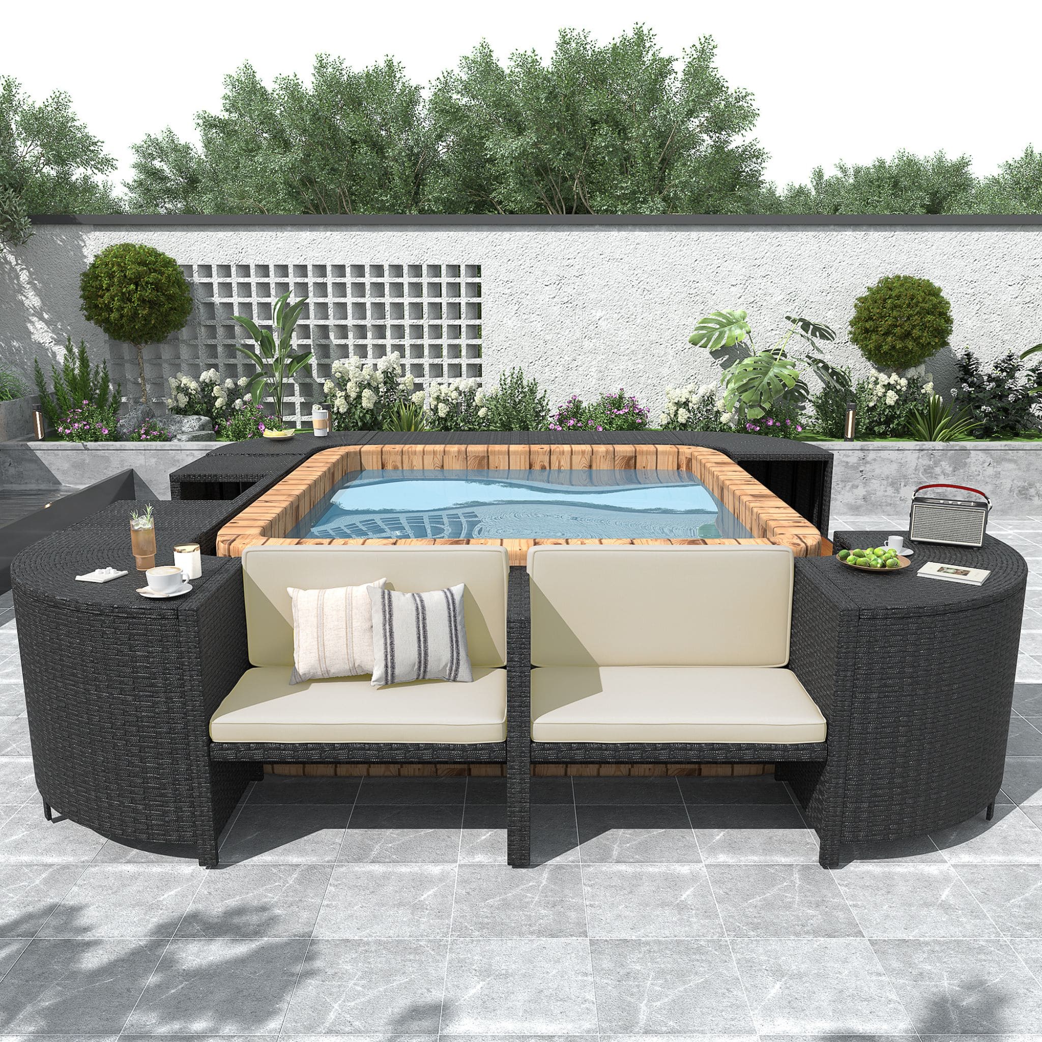 Alora Large Outdoor Quadrilateral Spa Surround Rattan Sectional Sofa Set With Storage Compartments (SAK80217) – SAKSBY WHOLES