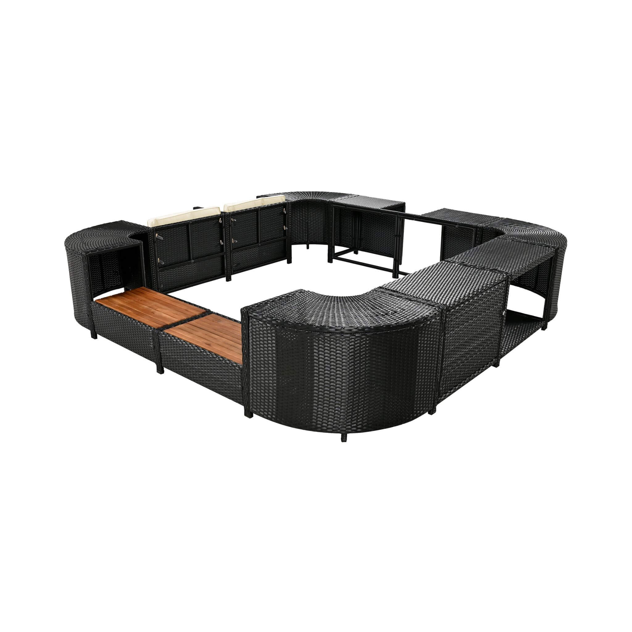 Alora Large Outdoor Quadrilateral Spa Surround Rattan Sectional Sofa Set With Storage Compartments (SAK80217) – SAKSBY WHOLES