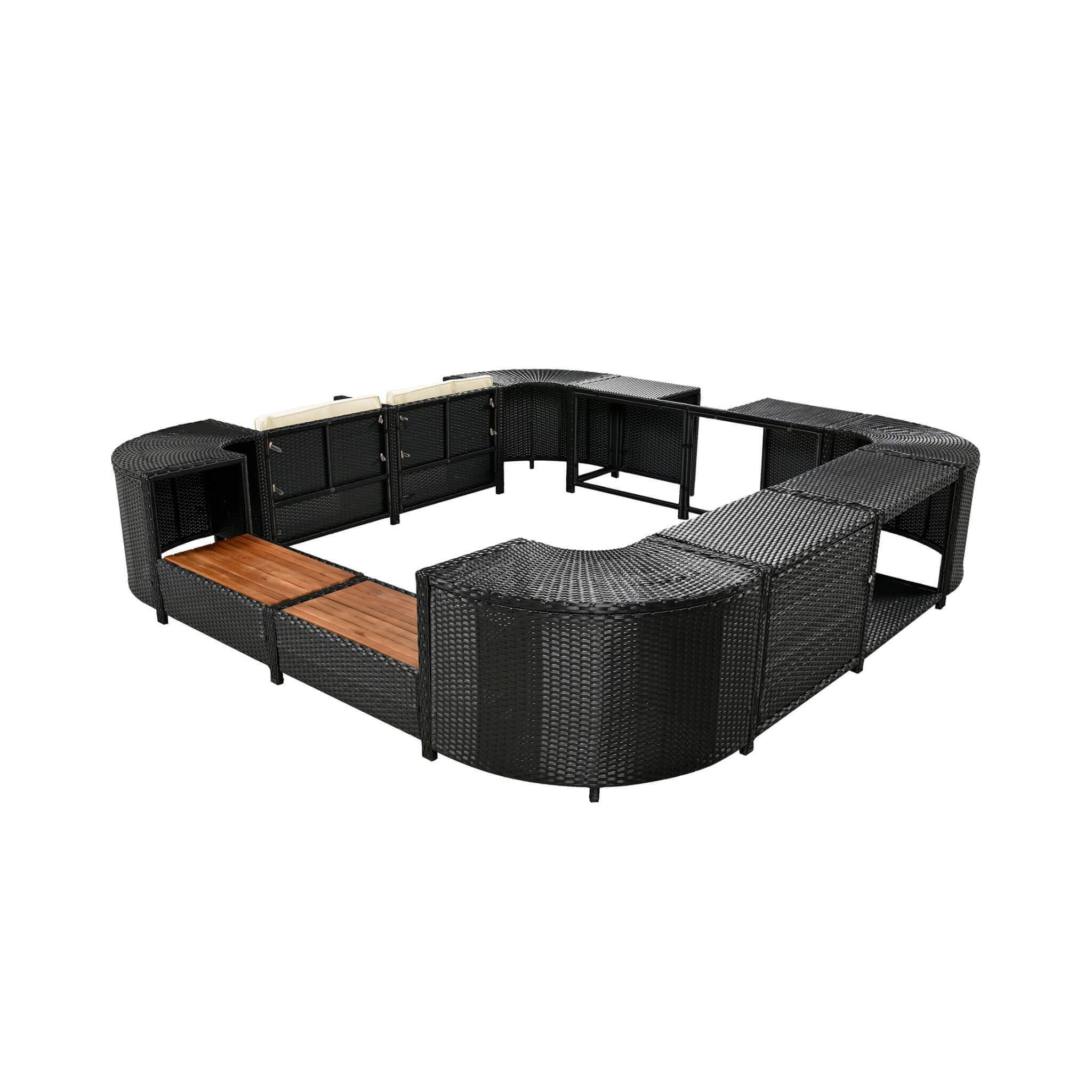Alora Large Outdoor Quadrilateral Spa Surround Rattan Sectional Sofa Set With Storage Compartments (SAK80217) – SAKSBY WHOLES