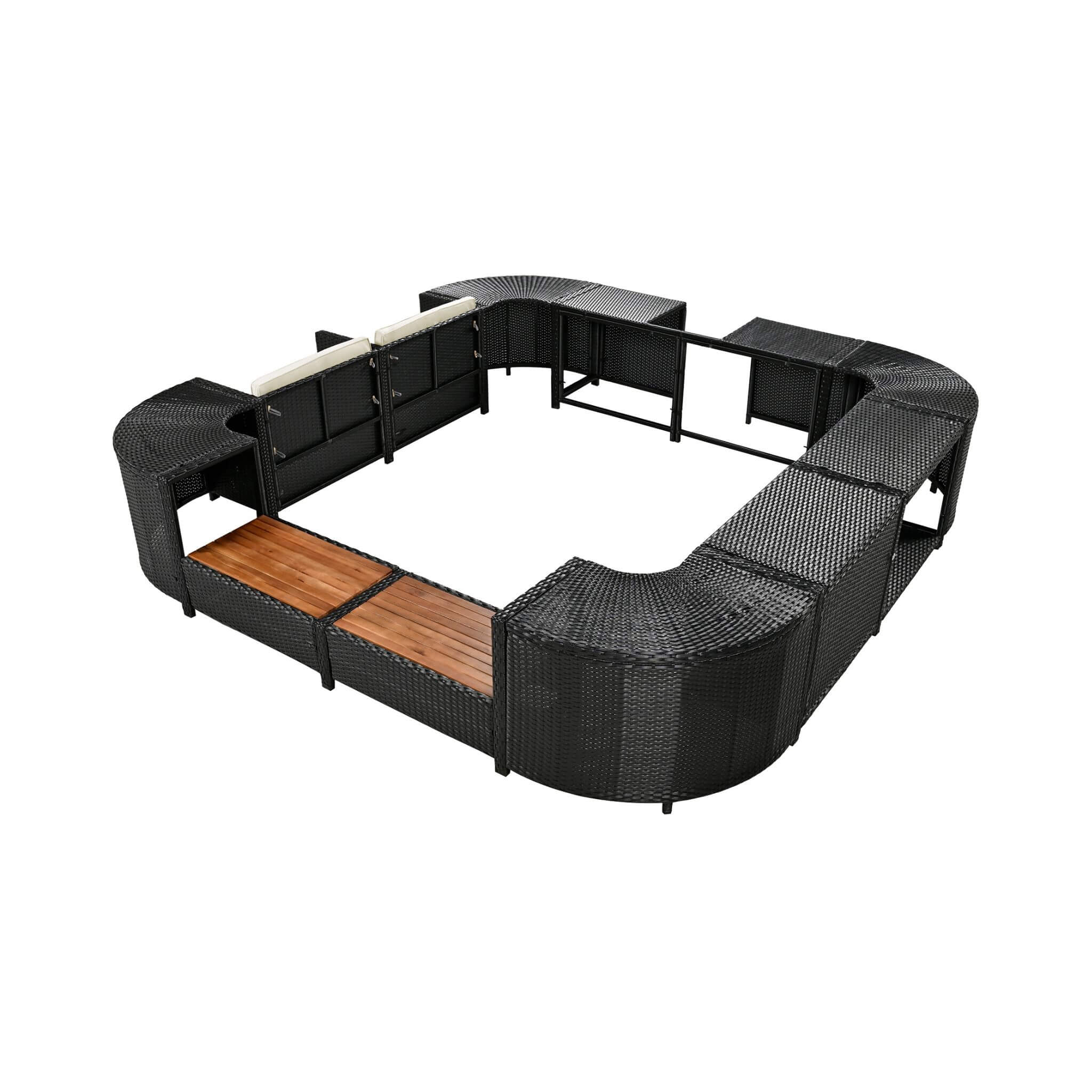 Alora Large Outdoor Quadrilateral Spa Surround Rattan Sectional Sofa Set With Storage Compartments (SAK80217) – SAKSBY WHOLES