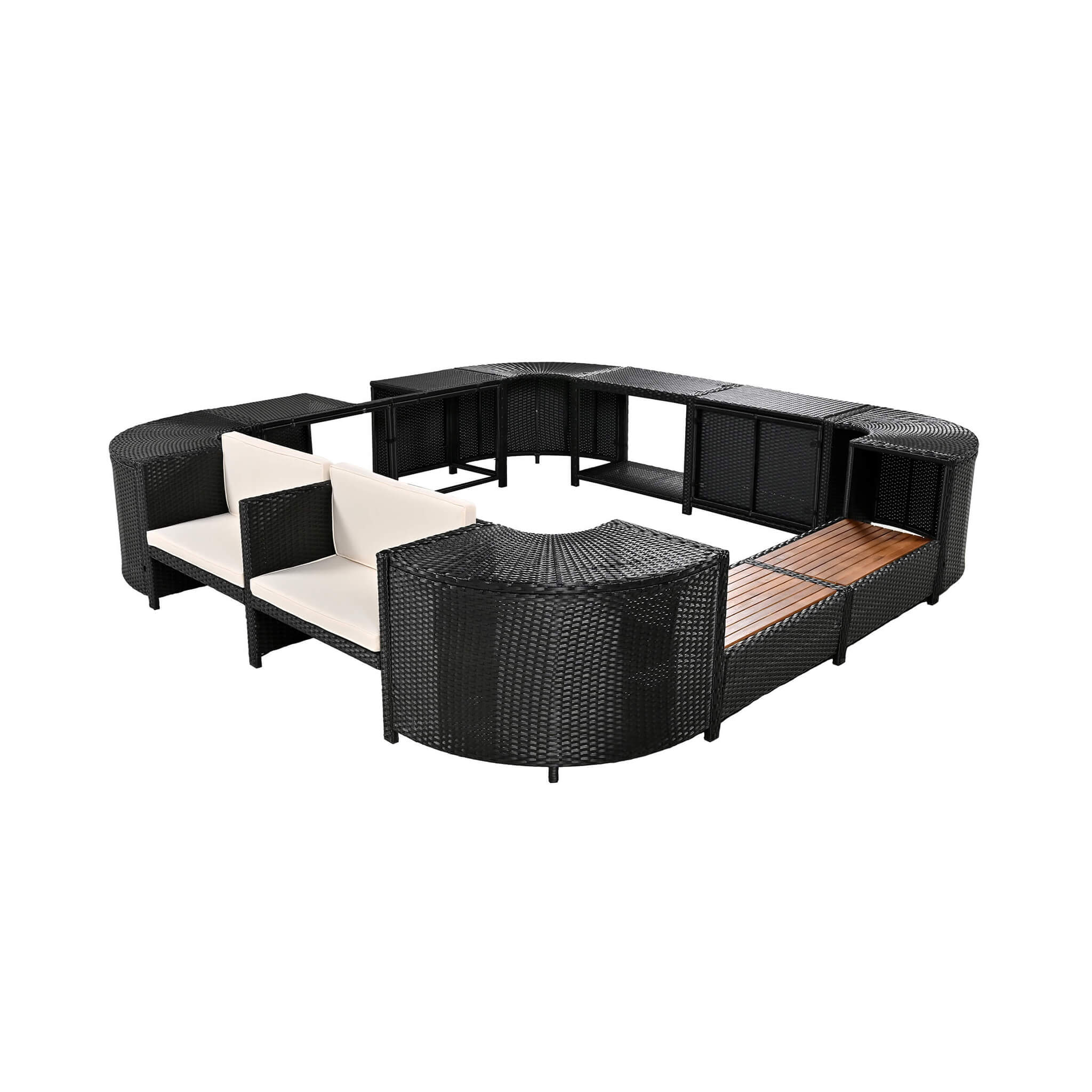 Alora Large Outdoor Quadrilateral Spa Surround Rattan Sectional Sofa Set With Storage Compartments (SAK80217) – SAKSBY WHOLES