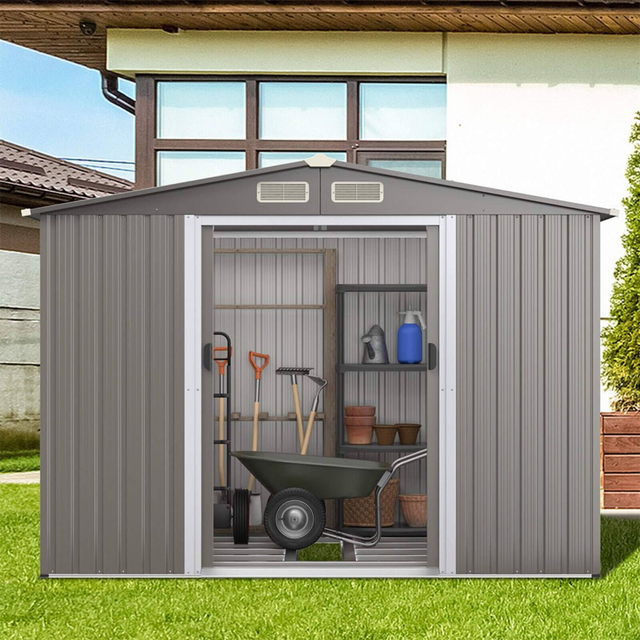 [08X06FT] Alora Premium Outdoor Steel Tool Storage Garden Backyard Shed (SAK74185) – SAKSBY WHOLESALE