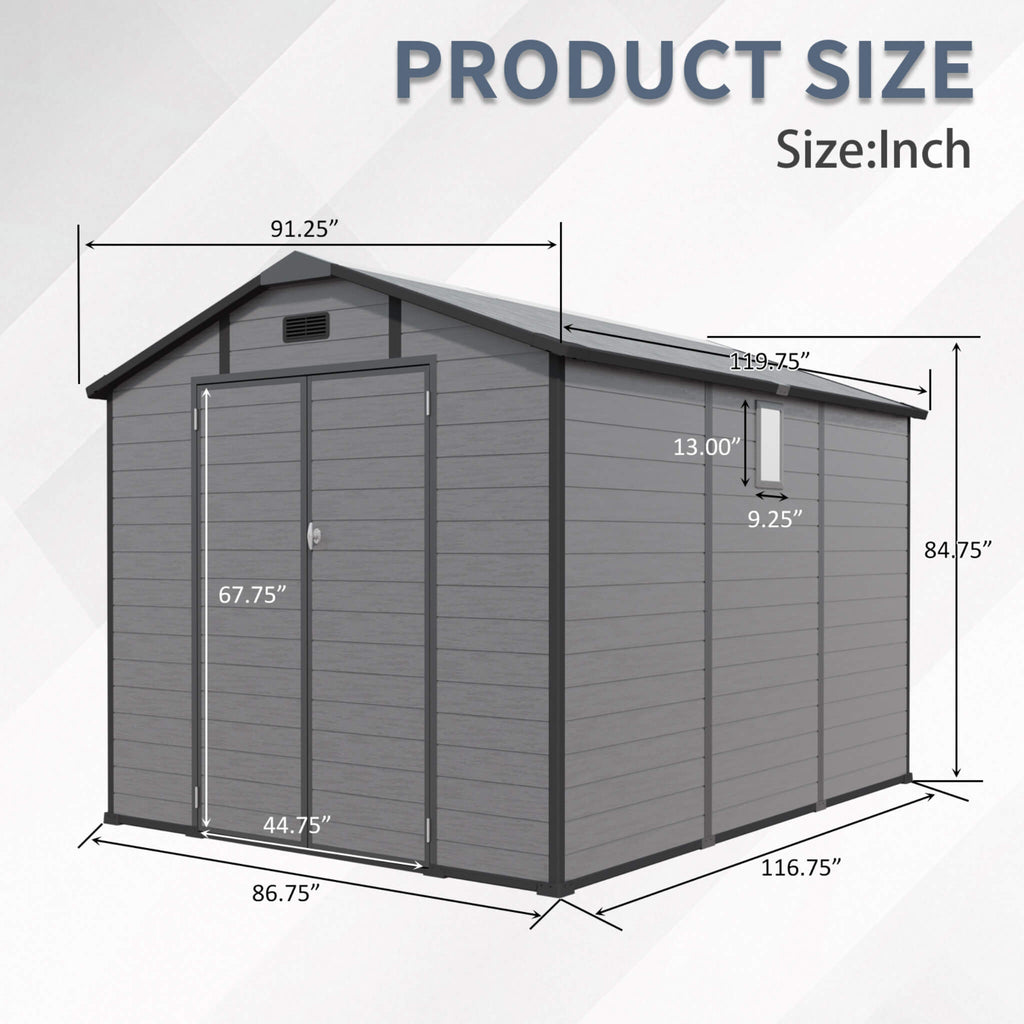 Alora Large Plastic Lockable Resin Outdoor Storage Shed With Window And Floor (SAK25870) – SAKSBY WHOLESALE, view 8