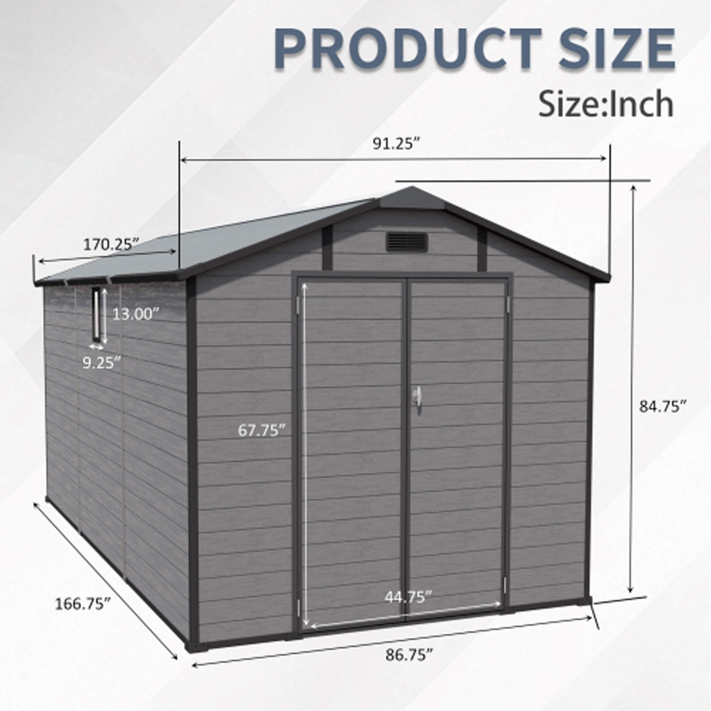 Alora Large Plastic Lockable Resin Outdoor Storage Shed With Window And Floor (SAK25870) – SAKSBY WHOLESALE, view 9