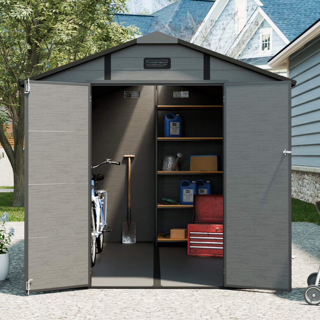 Alora Large Plastic Lockable Resin Outdoor Storage Shed With Window And Floor (SAK25870) – SAKSBY WHOLESALE