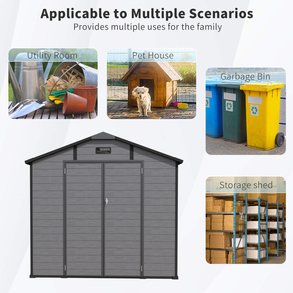 Alora Large Plastic Lockable Resin Outdoor Storage Shed With Window And Floor (SAK25870) – SAKSBY WHOLESALE, view 6