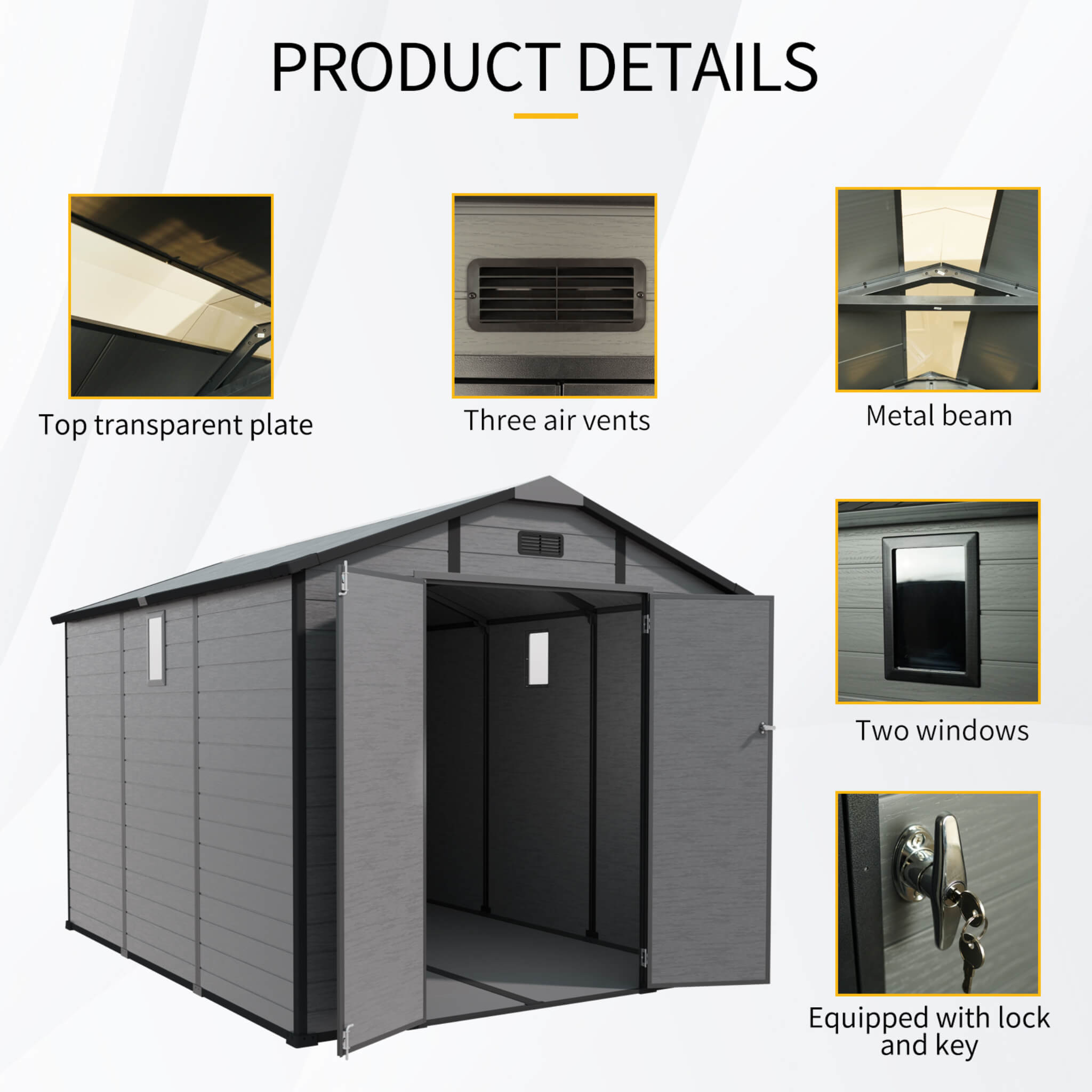 Alora Large Plastic Lockable Resin Outdoor Storage Shed With Window And Floor (SAK25870) – SAKSBY WHOLESALE, view 5