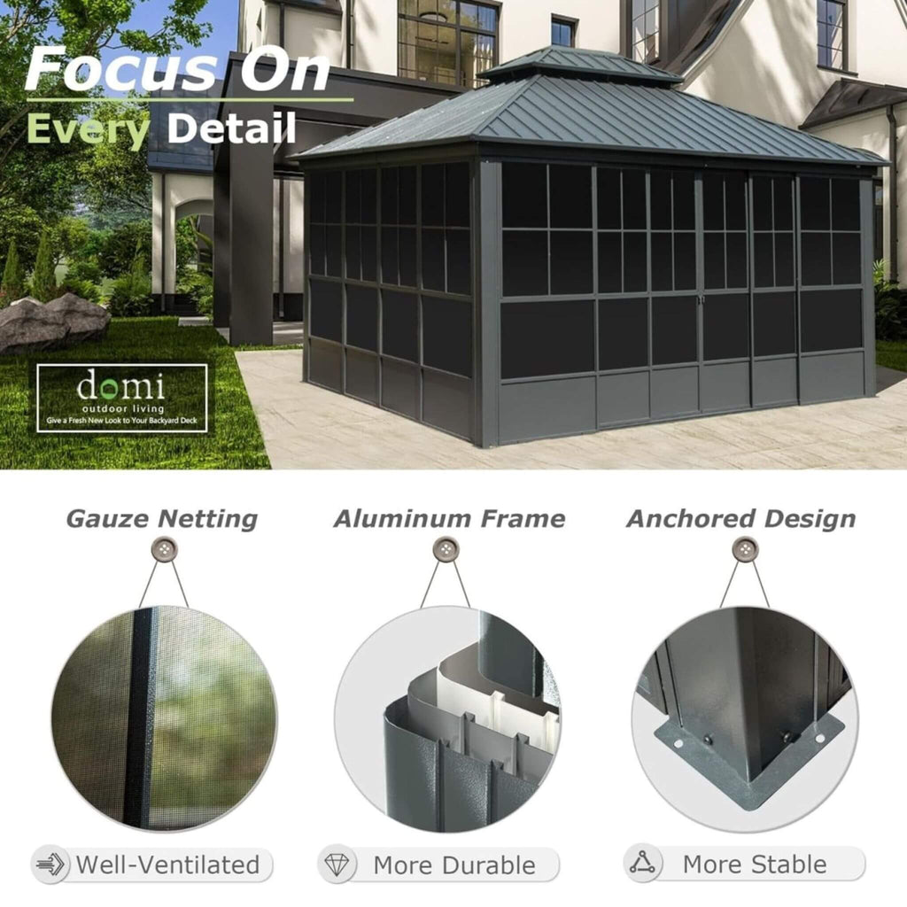 [12X14FT] Alora Veranda Large Heavy-Duty All-Season Steel Top Aluminum Double Roof Backyard Sunroom (SAK97284) – SAKSBY WHOLE