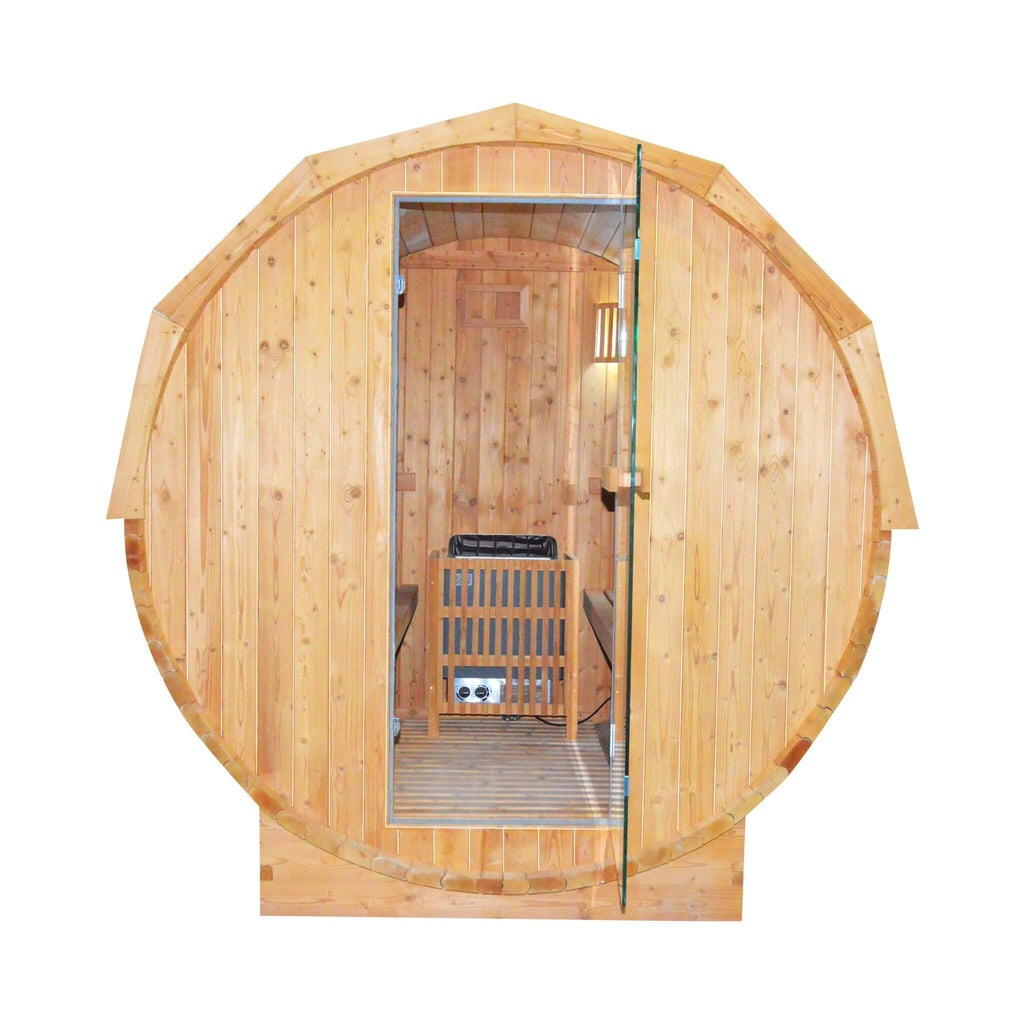 Thermora Ignite Large Premium American White Oak Outdoor Wooden Barrel Sauna With 4.5KW Sauna Heater (SAK45968) – SAKSBY WHOL