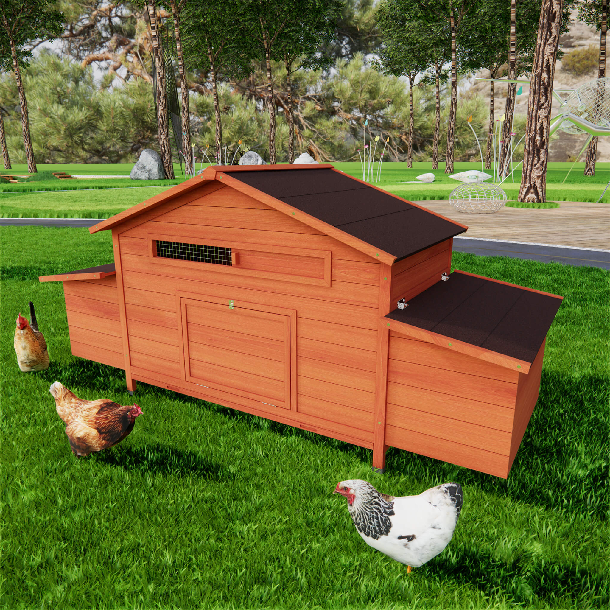 Large 44-Inch Premium Outdoor Spacious Wooden Chicken Coop With Two-Sides Nesting Boxes (SAK21875) – SAKSBY WHOLESALE, view 3
