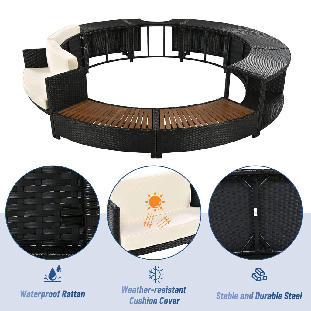 Alora Large Premium Surround Spa Patio Rattan Sofa Set With Storage Compartments And Cushions (SAK75629) – SAKSBY WHOLESALE, 