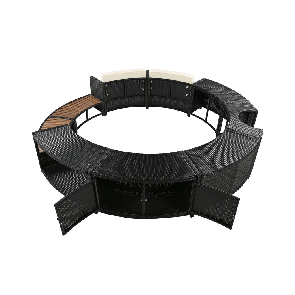 Alora Large Premium Surround Spa Patio Rattan Sofa Set With Storage Compartments And Cushions (SAK75629) – SAKSBY WHOLESALE, 