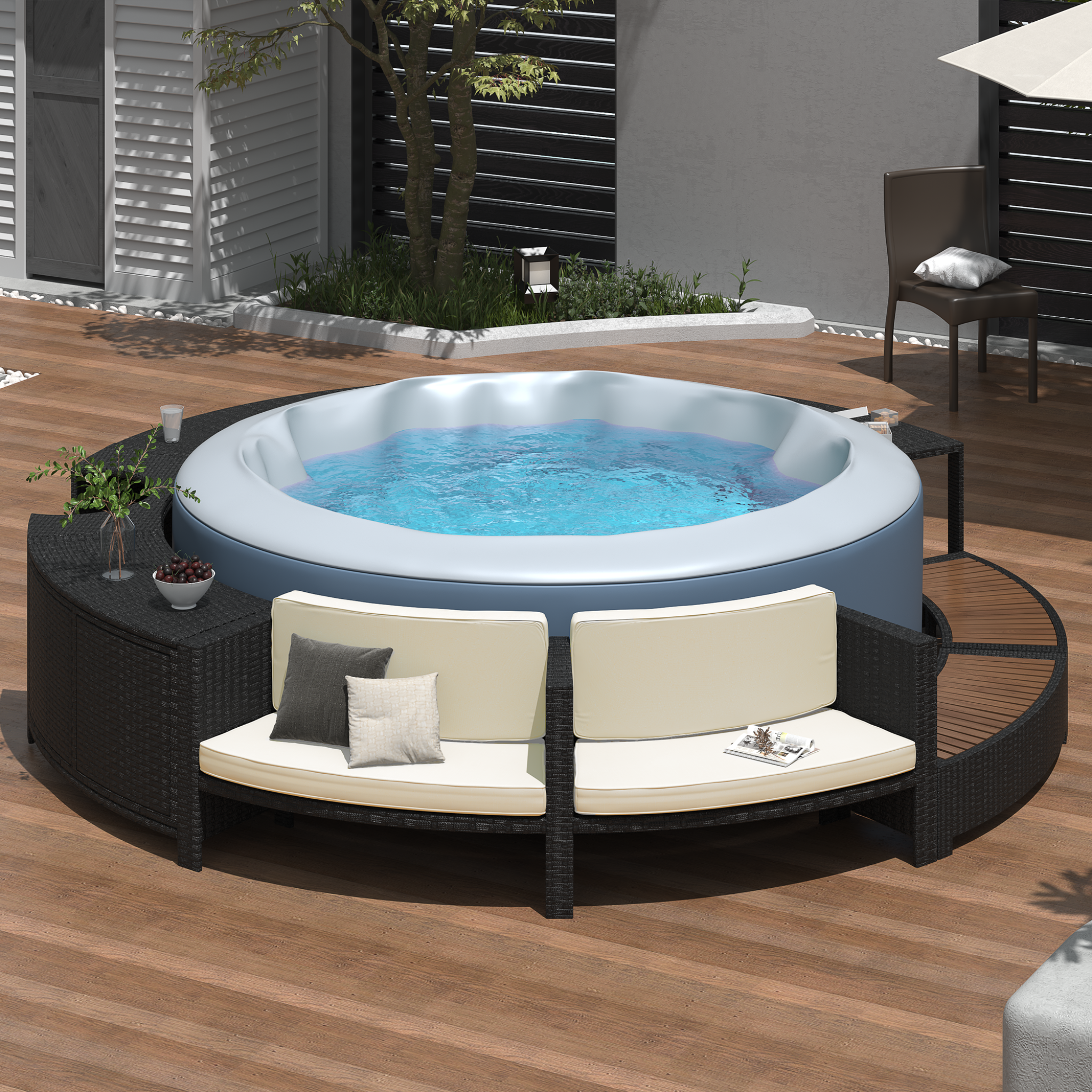 Alora Large Premium Surround Spa Patio Rattan Sofa Set With Storage Compartments And Cushions (SAK75629) – SAKSBY WHOLESALE, 