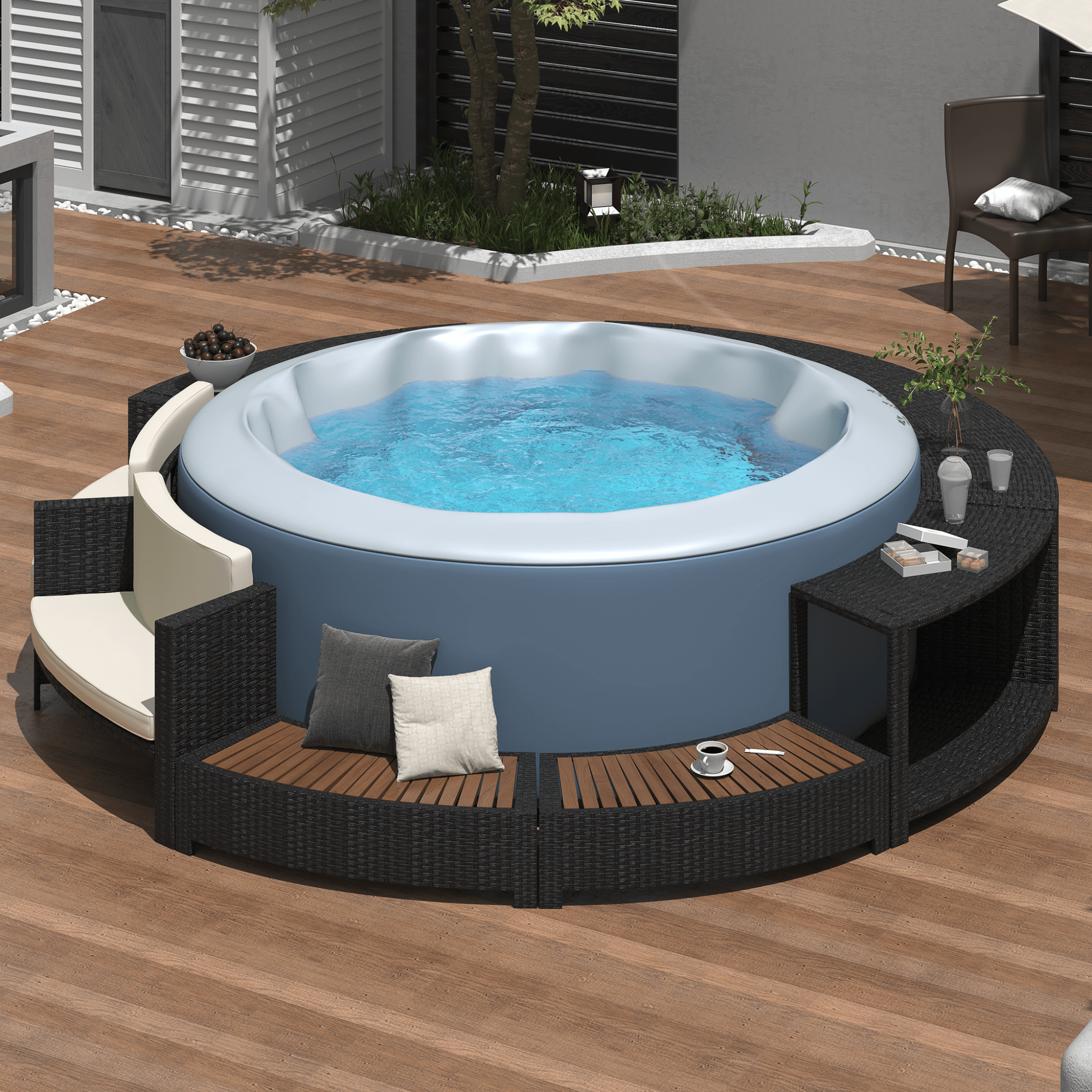 Alora Large Premium Surround Spa Patio Rattan Sofa Set With Storage Compartments And Cushions (SAK75629) – SAKSBY WHOLESALE, 