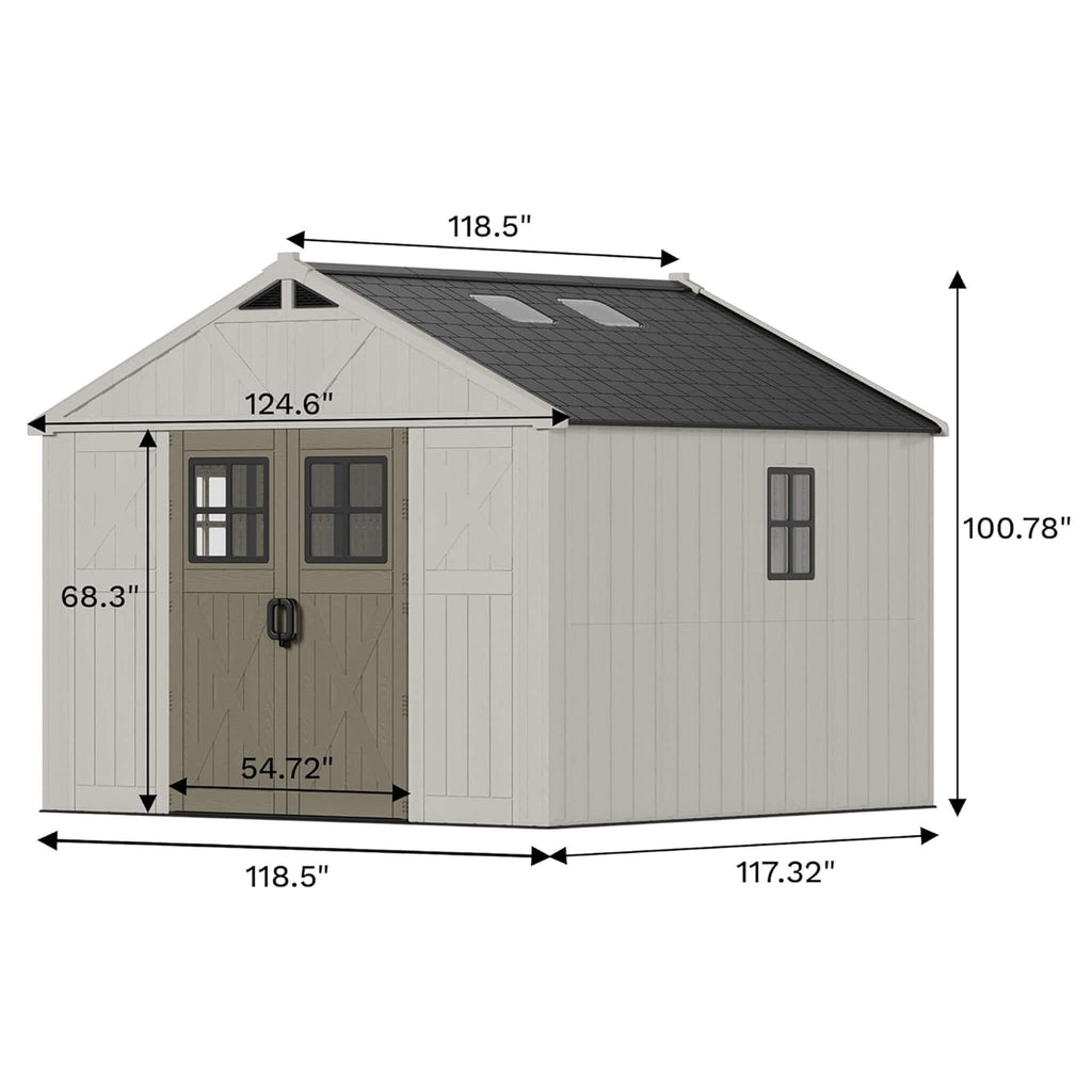 Alora Large Resin Outdoor Storage Shed With Floor, Windows, And Lockable Door (SAK98421) – SAKSBY WHOLESALE, view 9
