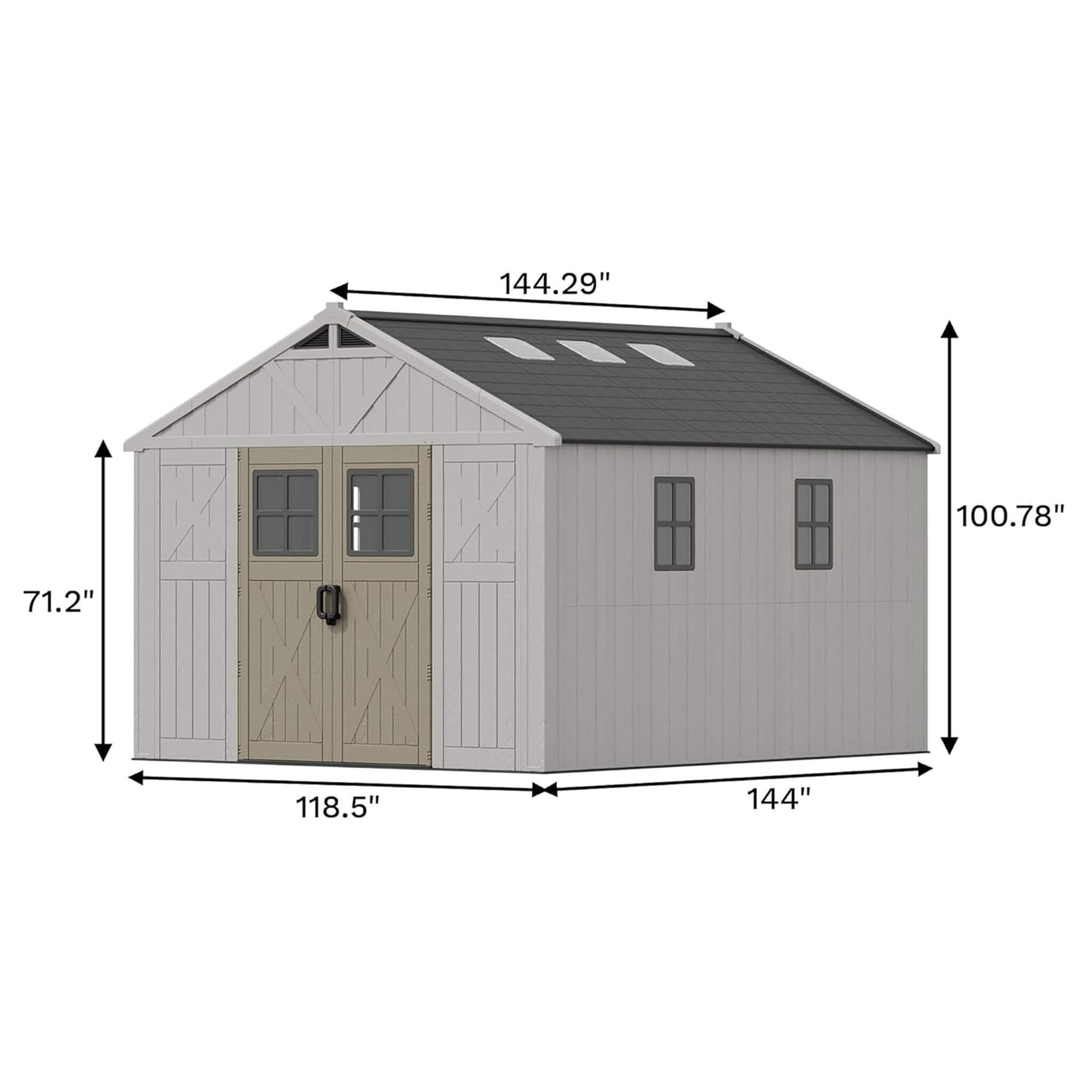 Alora Large Resin Outdoor Storage Shed With Floor, Windows, And Lockable Door (SAK98421) – SAKSBY WHOLESALE, view 10