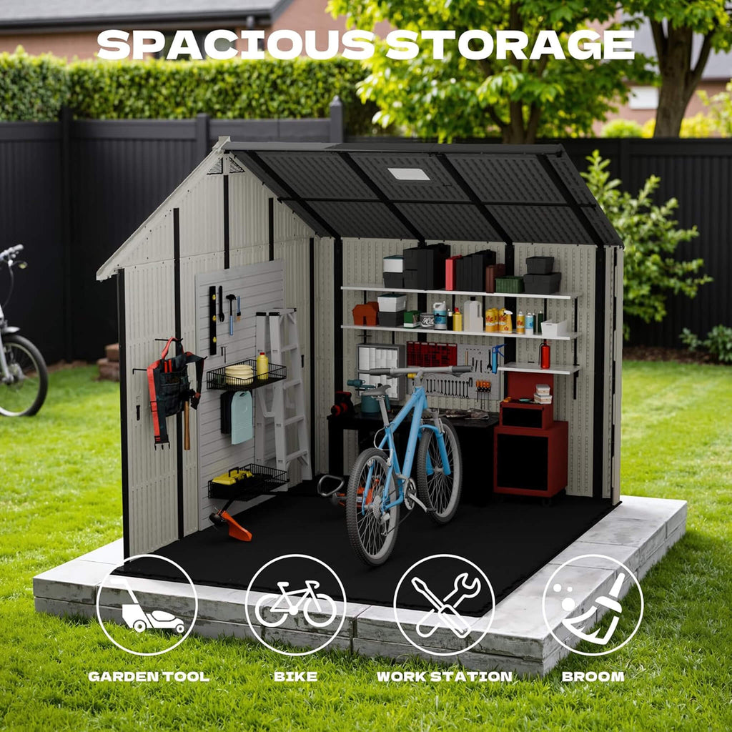 Alora Large Resin Outdoor Storage Shed With Floor, Windows, And Lockable Door (SAK98421) – SAKSBY WHOLESALE, view 3