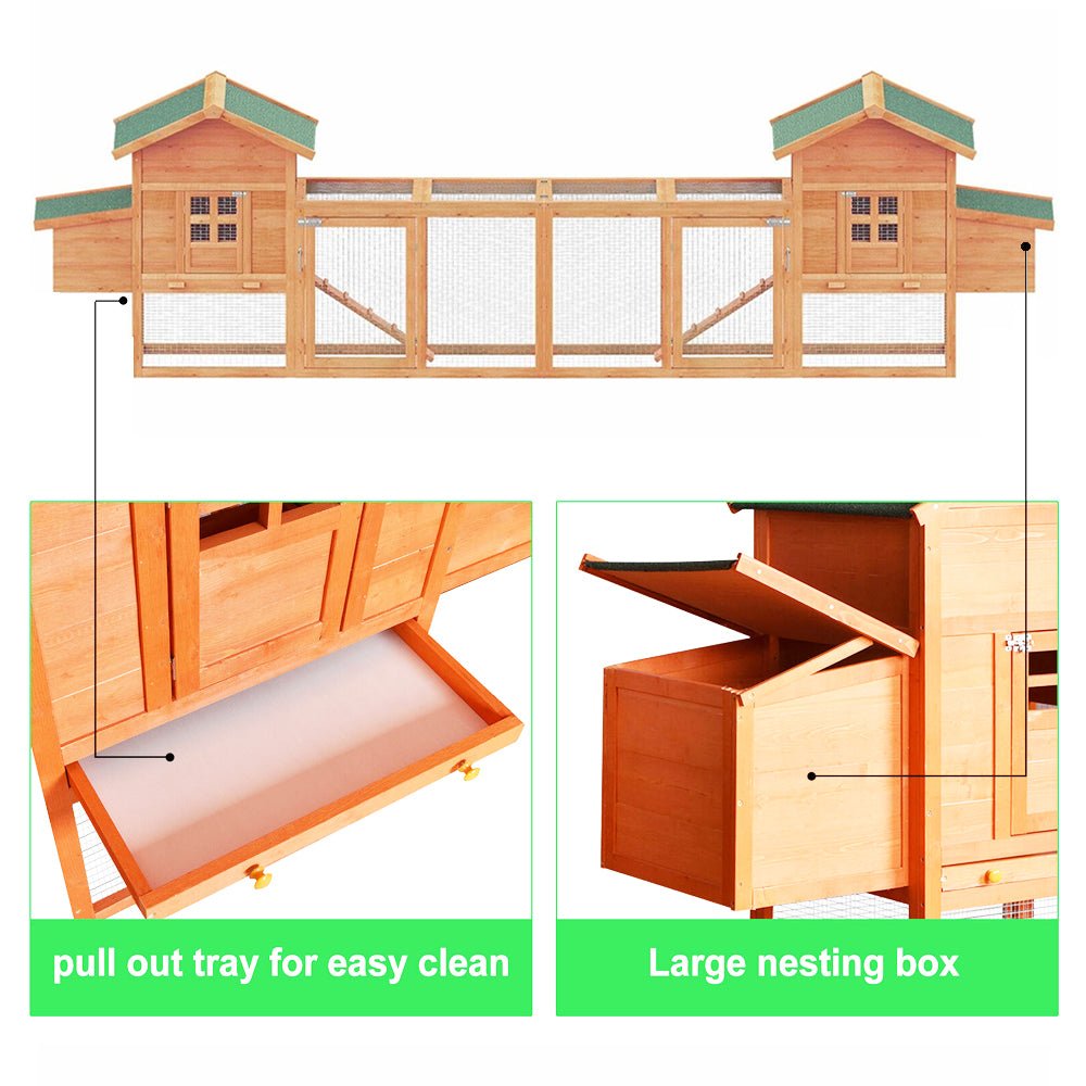 Large 160-Inch Wooden Backyard Hen Chicken Coop Enclosure W/ Nest Box & Run (SAK96451) – SAKSBY WHOLESALE, view 6