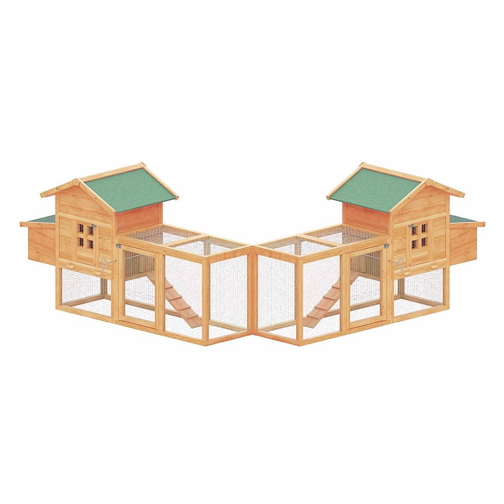 Large 160-Inch Wooden Backyard Hen Chicken Coop Enclosure W/ Nest Box & Run (SAK96451) – SAKSBY WHOLESALE, view 3