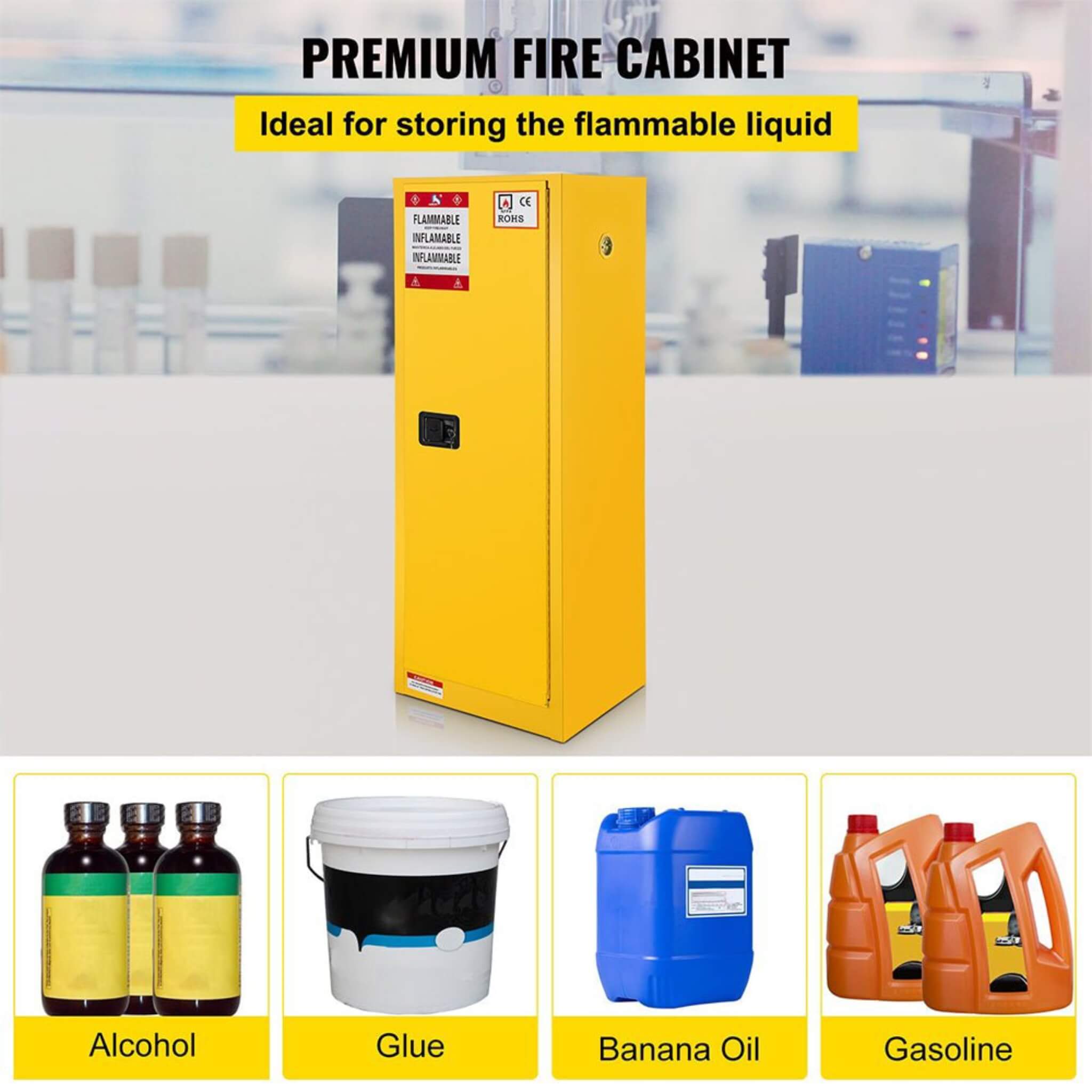 Large Yellow 35-Inch Heavy-Duty Flammable Welded Fireproof Storage Cabinet (SAK52837) – SAKSBY WHOLESALE, view 9