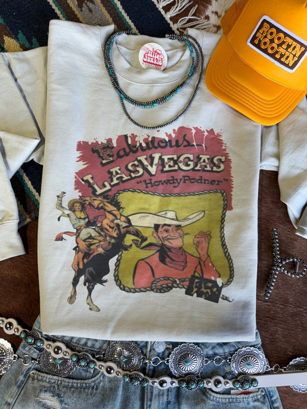 Wild Junkie Las Vegas Howdy Partner Graphic Sweatshirt — main product shot