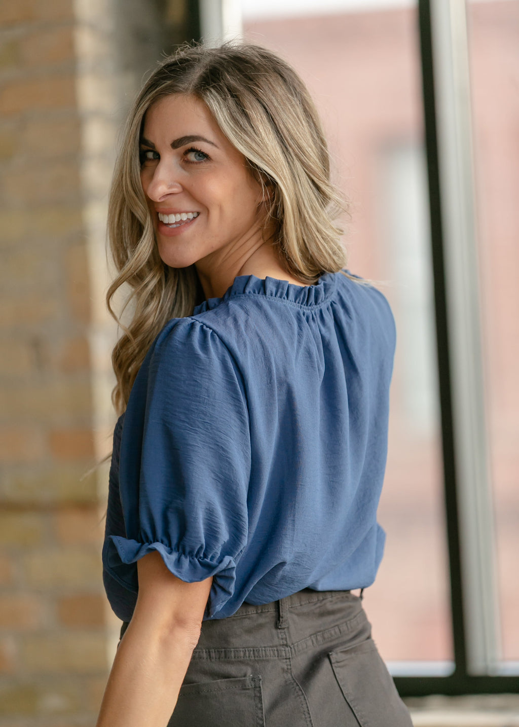 Inherit Co. Laurel V-neck Short Sleeve Top - FINAL SALE — alternative angle