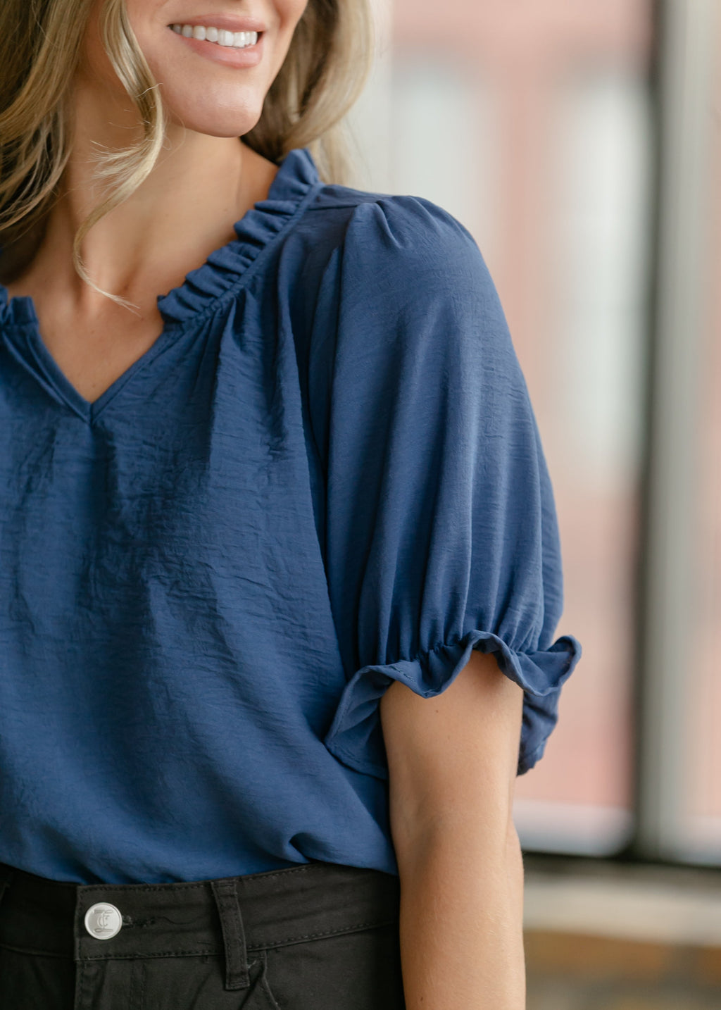 Inherit Co. Laurel V-neck Short Sleeve Top - FINAL SALE — side view