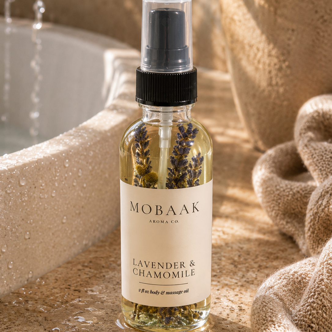 Lavender + Chamomile Travel Body Oil – Mobaak Aromatherapy Shoppe