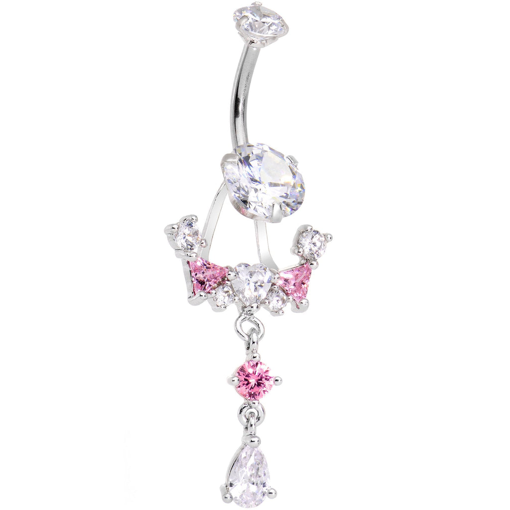 BodyCandy Clear Pink CZ Gem Alluring Elegance Dangle Belly Ring — main product shot