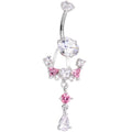 BodyCandy Clear Pink CZ Gem Alluring Elegance Dangle Belly Ring — main product shot