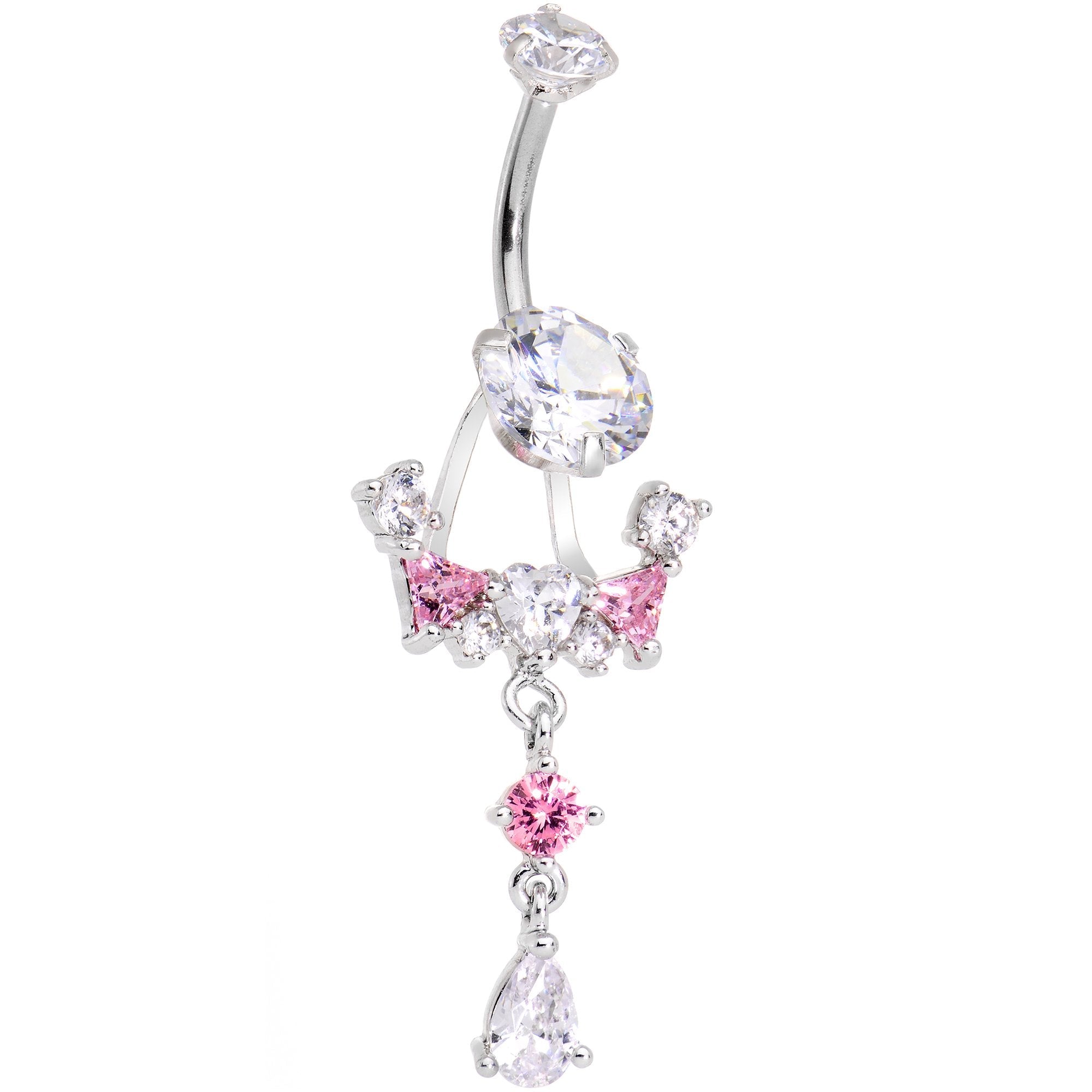 BodyCandy Clear Pink CZ Gem Alluring Elegance Dangle Belly Ring — main product shot