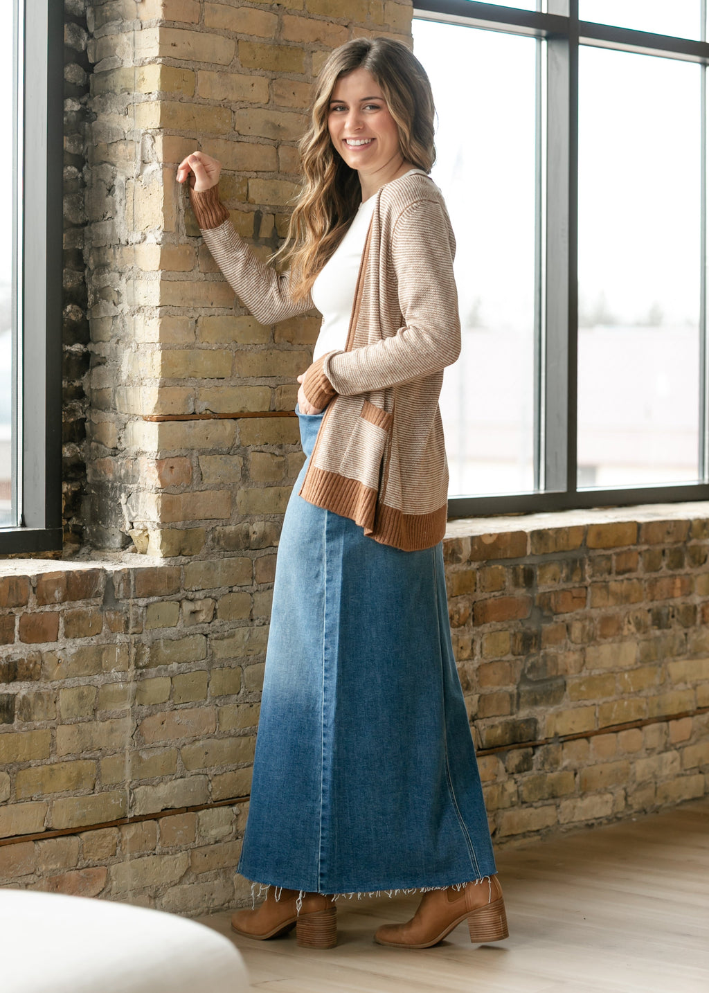 Inherit Co. Inherit Co. Lee A-Line Raw Hem Maxi Skirt - FINAL SALE — alternative angle