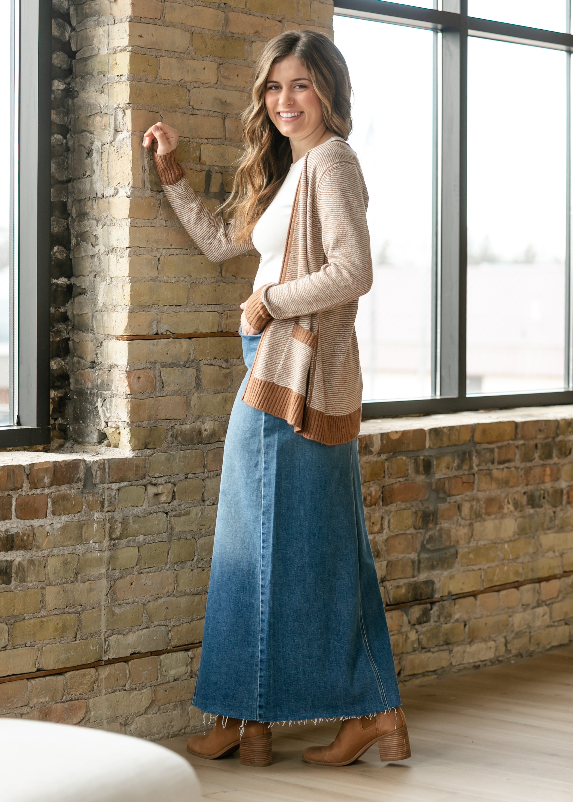 Inherit Co. Inherit Co. Lee A-Line Raw Hem Maxi Skirt - FINAL SALE — alternative angle